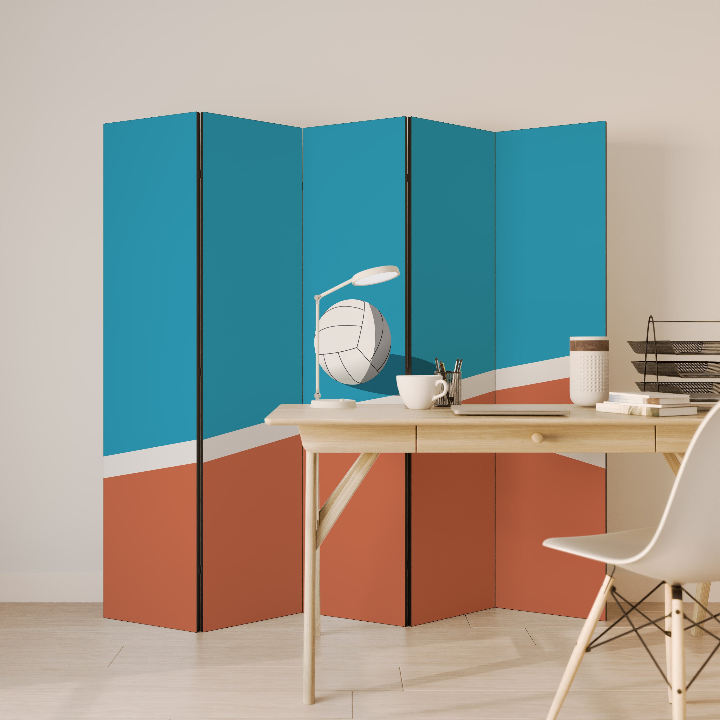 VOLLEYBALL TIME 5-Panel Room Divider