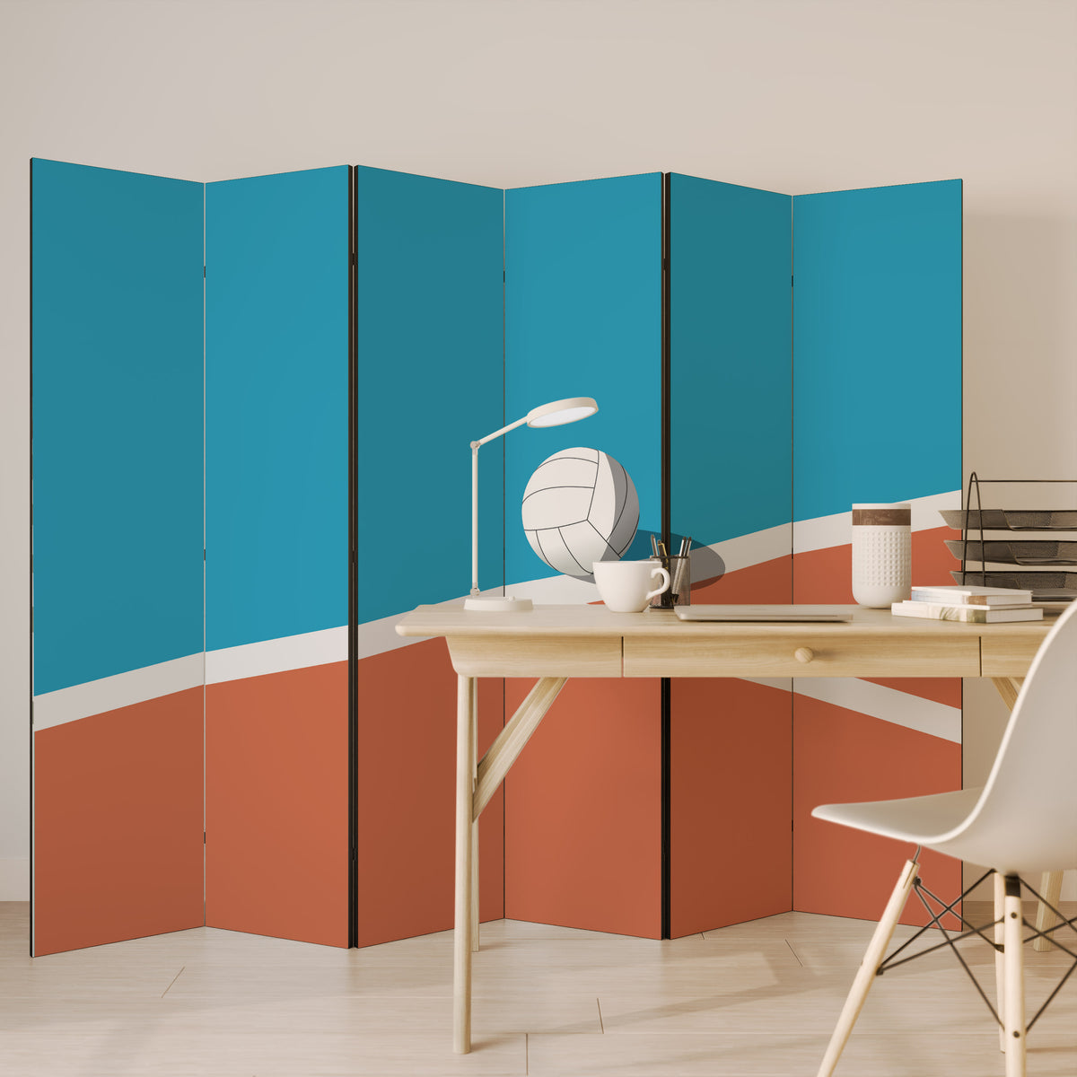 VOLLEYBALL TIME 6-Panel Room Divider