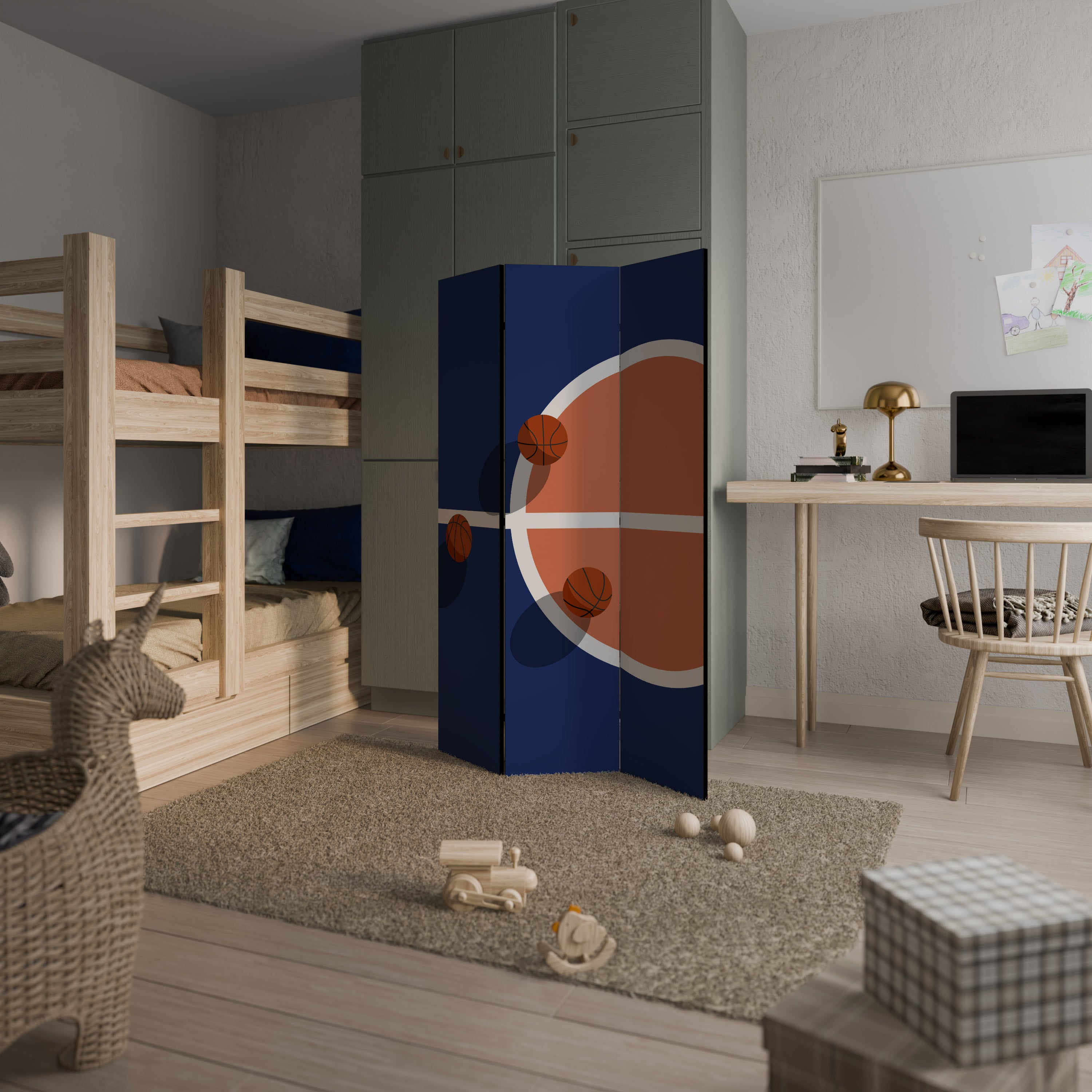 BASKETBALL CHALLENGE Decorative 3-Panel Room Divider