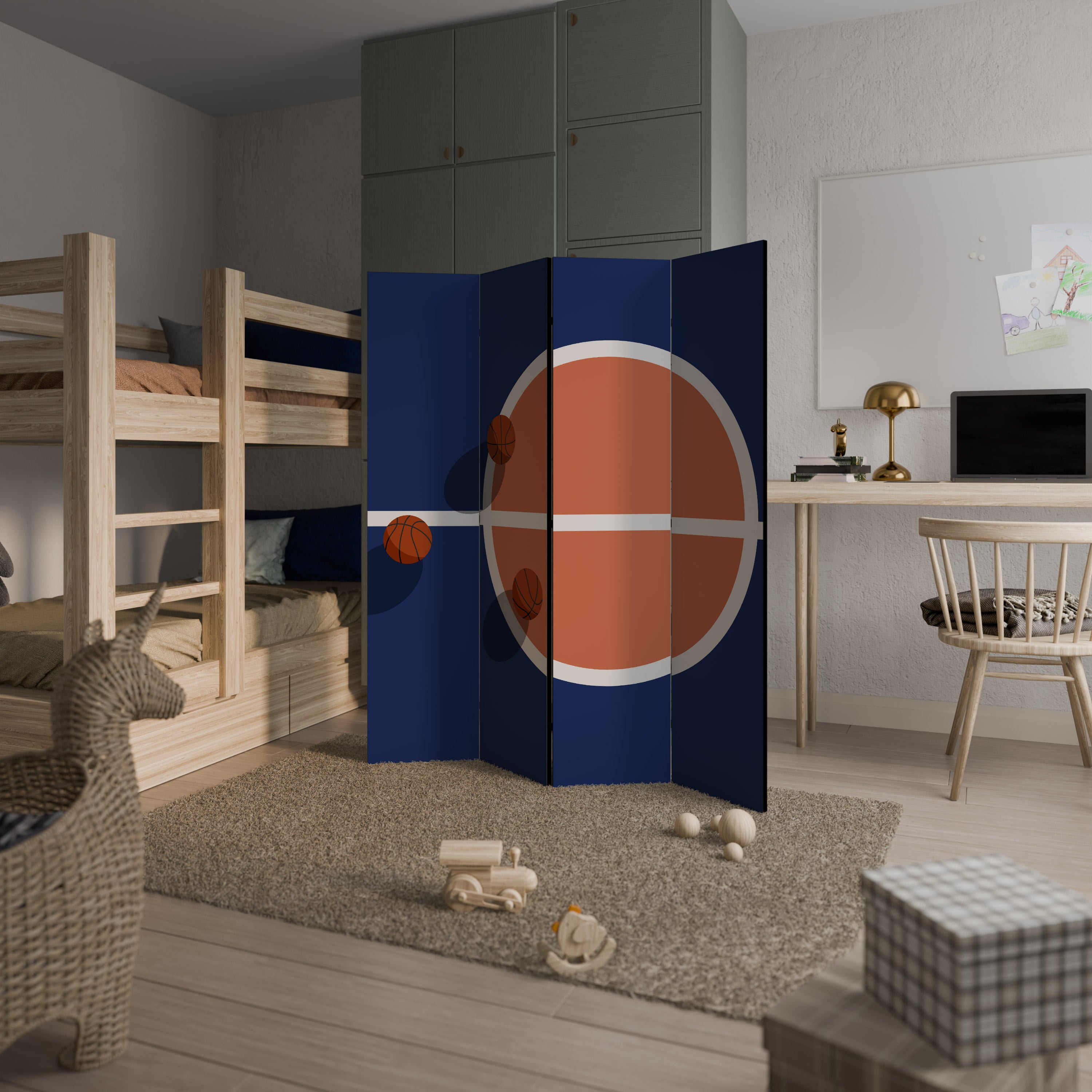 BASKETBALL CHALLENGE Decorative 4-Panel Room Divider
