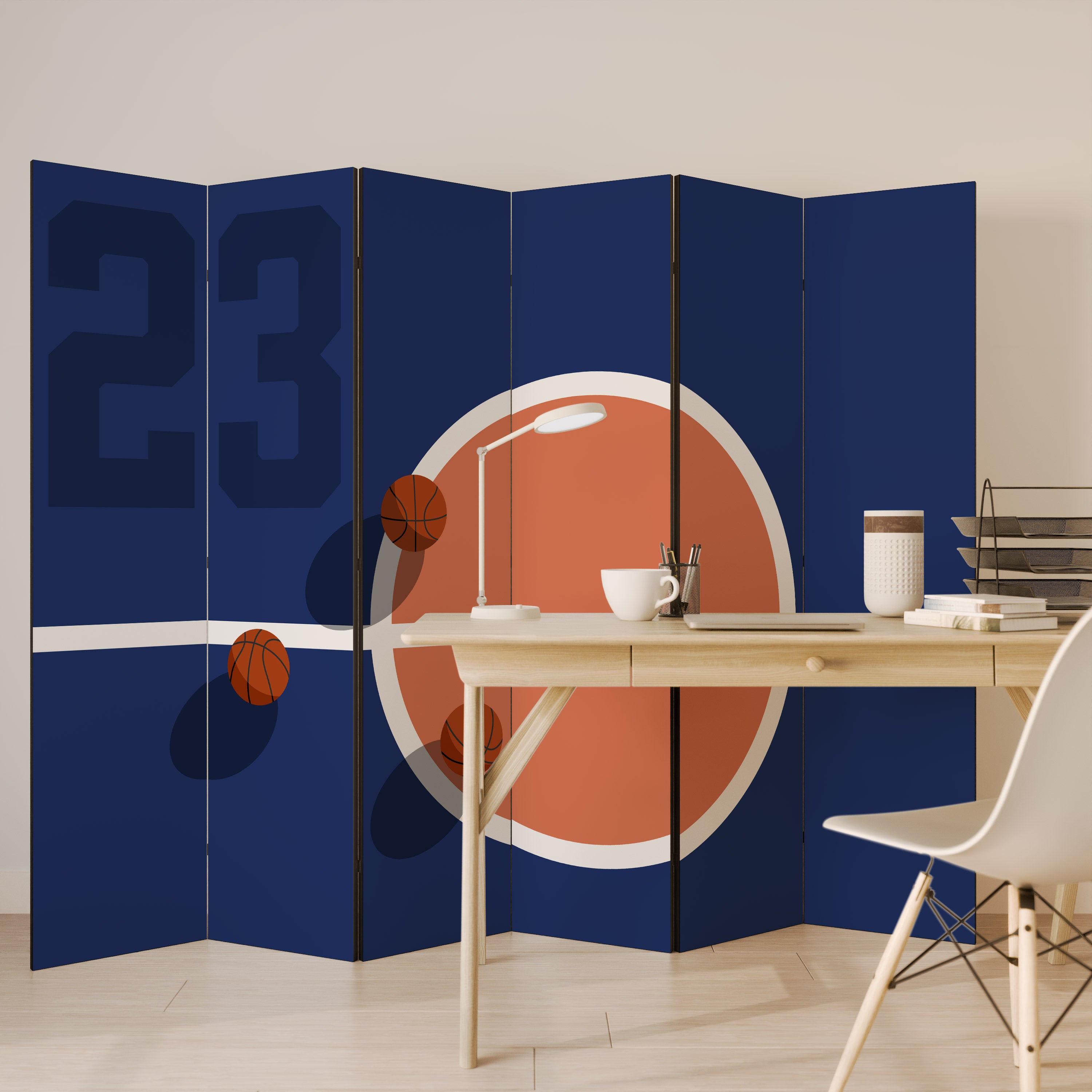 Divisor de ambientes decorativo de 6 paneles FAMOUS NUMBER 23