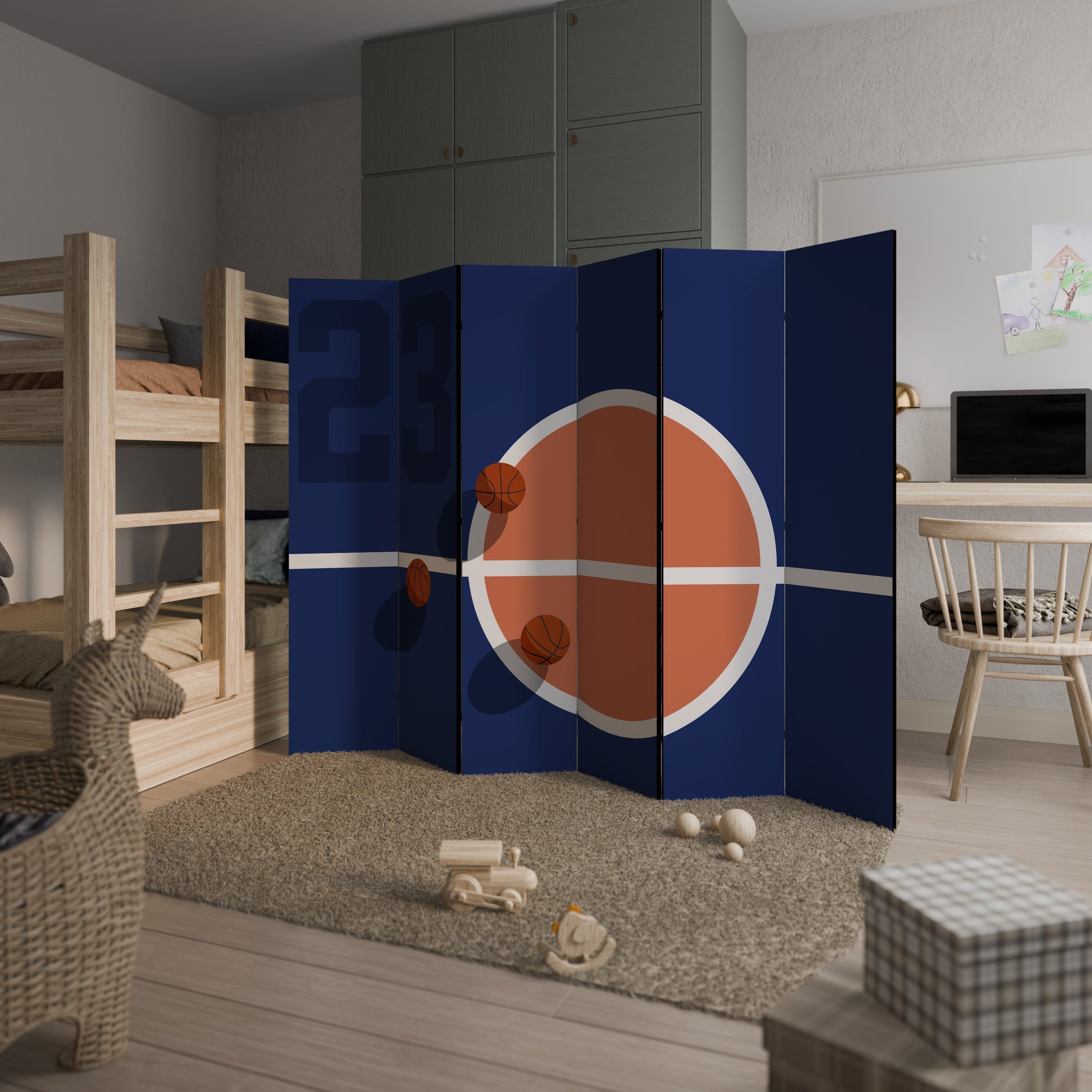 Divisor de ambientes decorativo de 6 paneles FAMOUS NUMBER 23