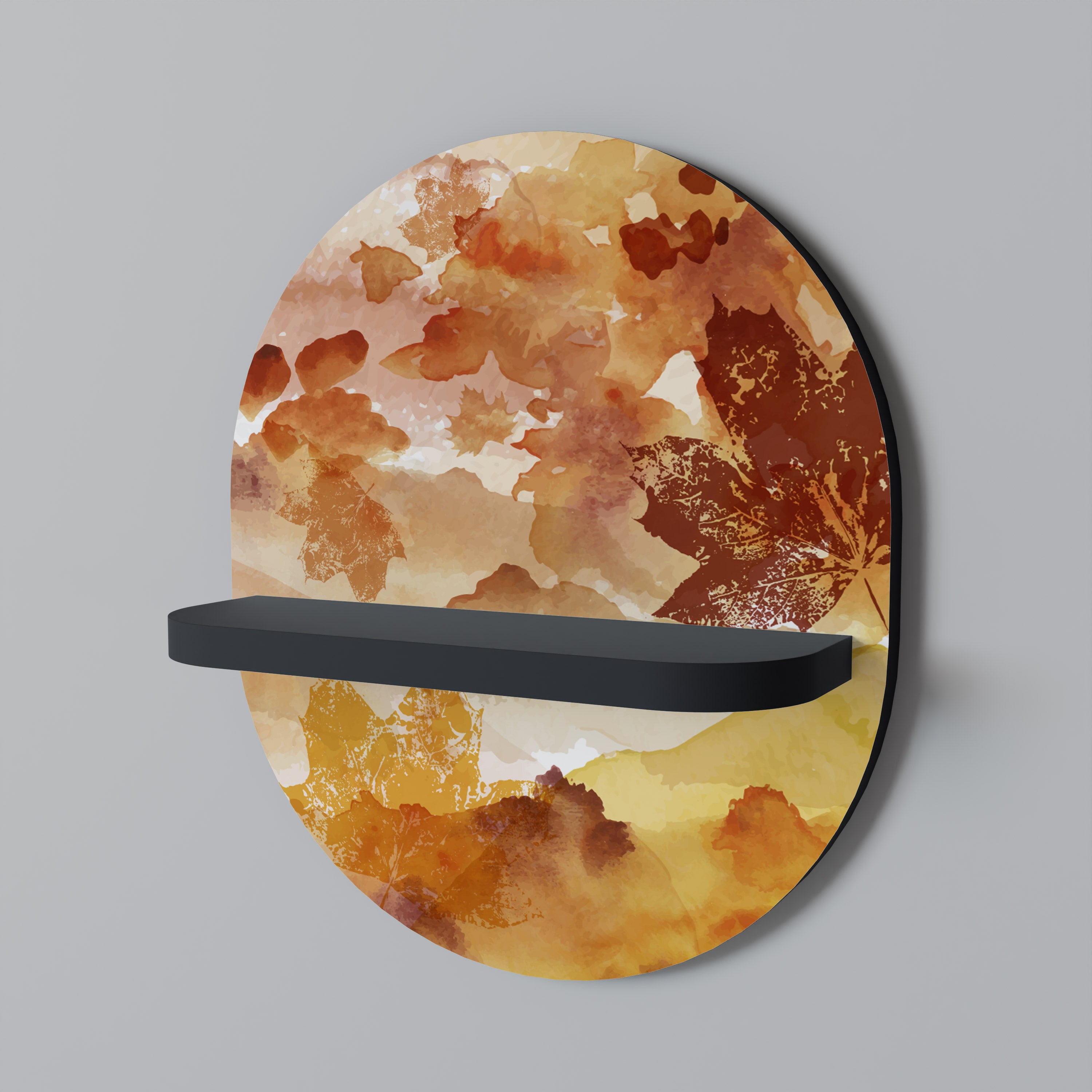 Estantería de arte ovalada TRACES OF AUTUMN con acabado negro