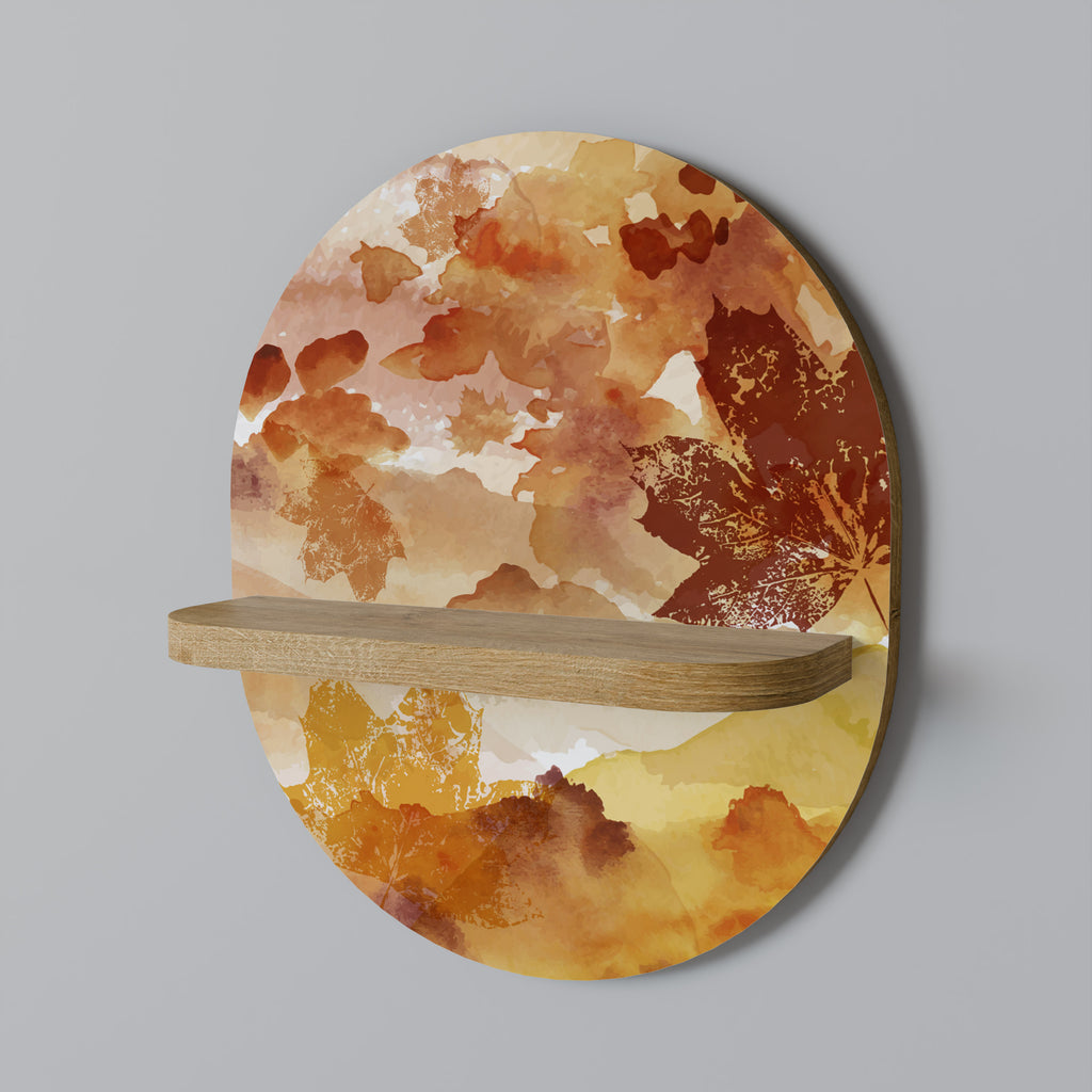 TRACES OF AUTUMN Oval Art Shelf In Oak Effect