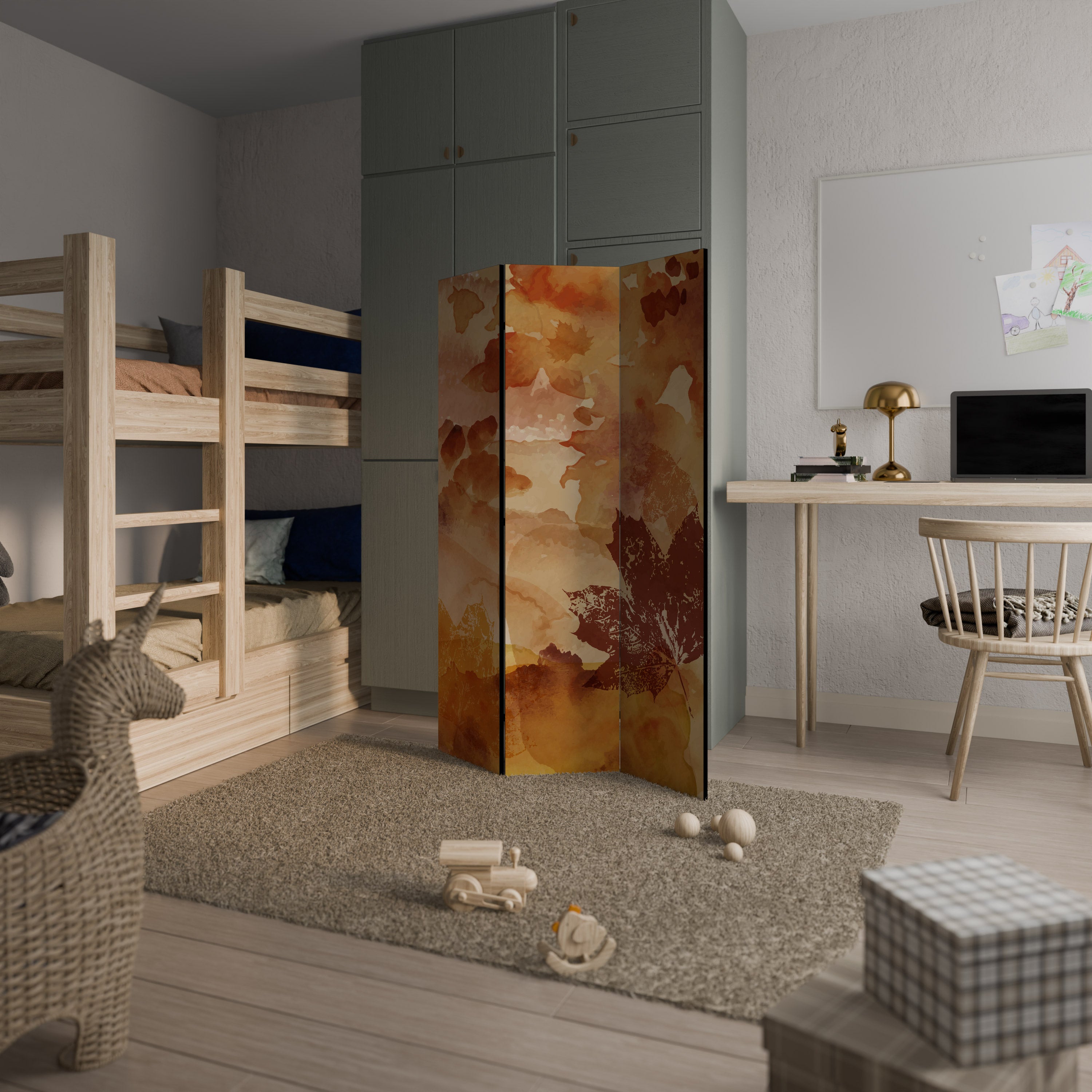TRACES OF AUTUMN Decorative 3-Panel Room Divider