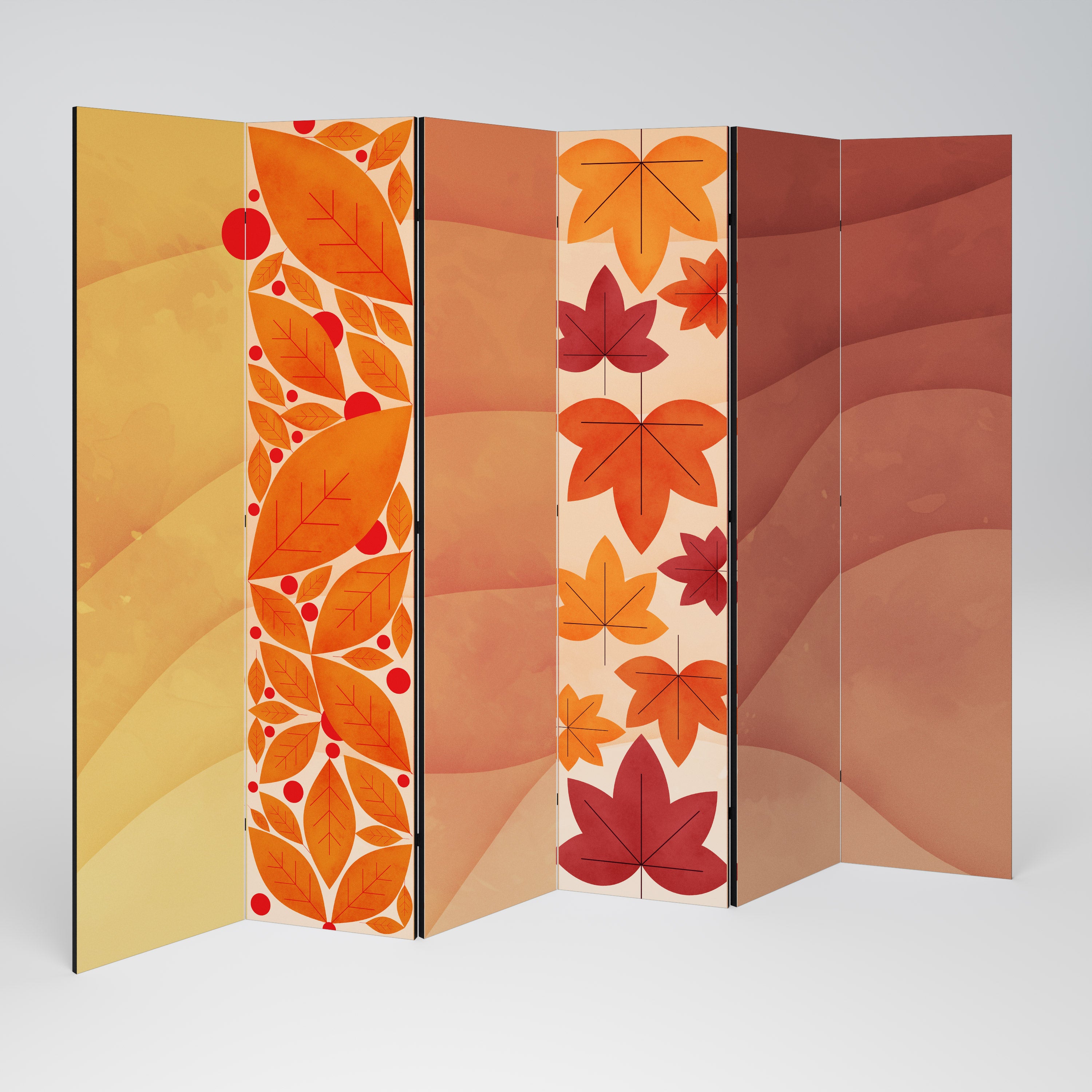 Biombo decorativo de 6 paneles con vibrante follaje otoñal