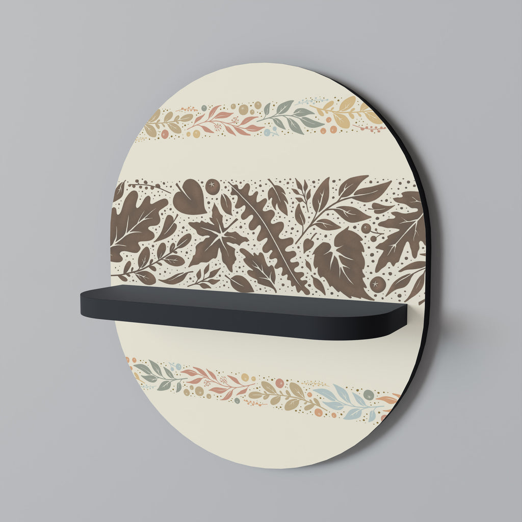 FOLIAGE ROWS Oval Art Shelf In Black Finish