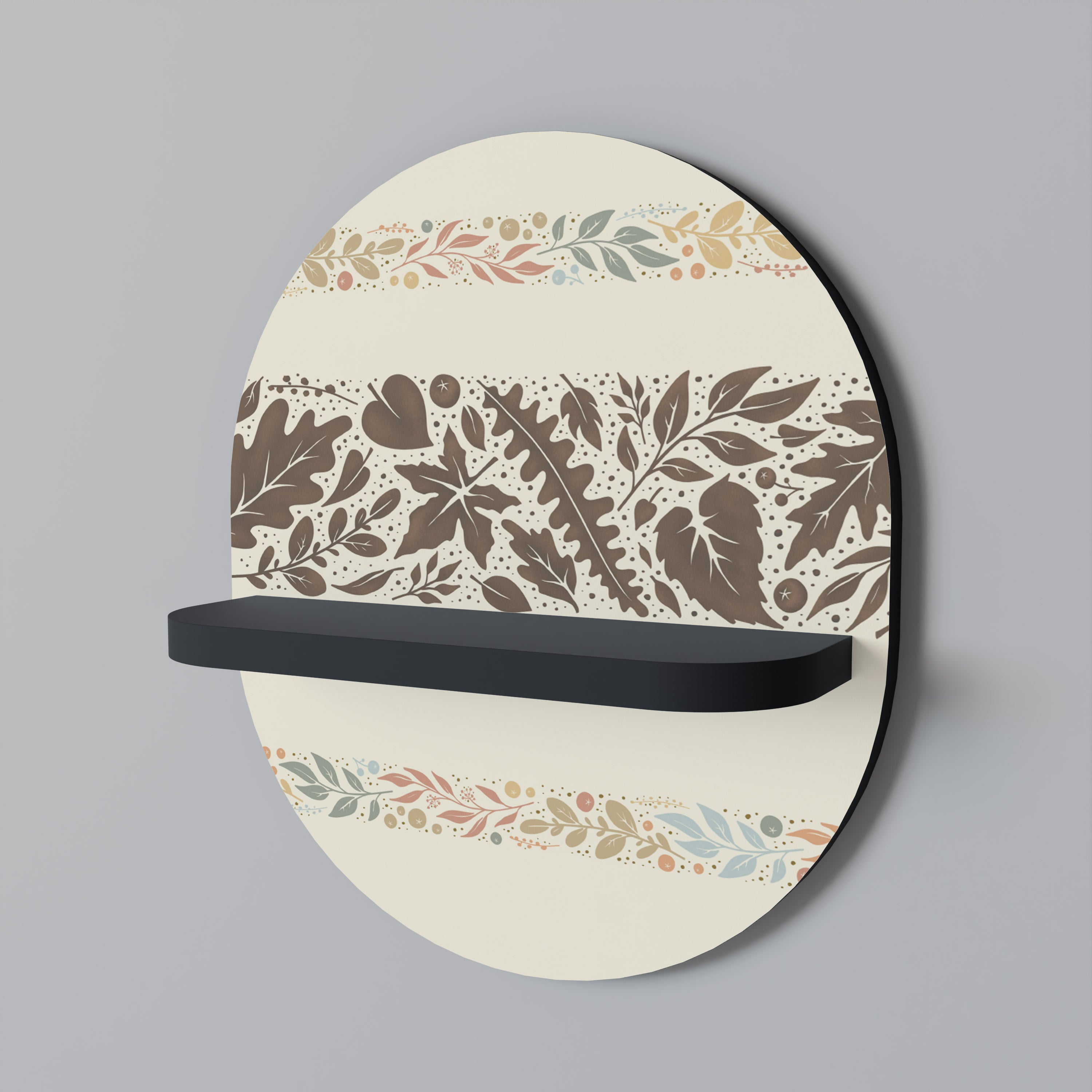 Estantería de arte ovalada FOLIAGE ROWS con acabado negro