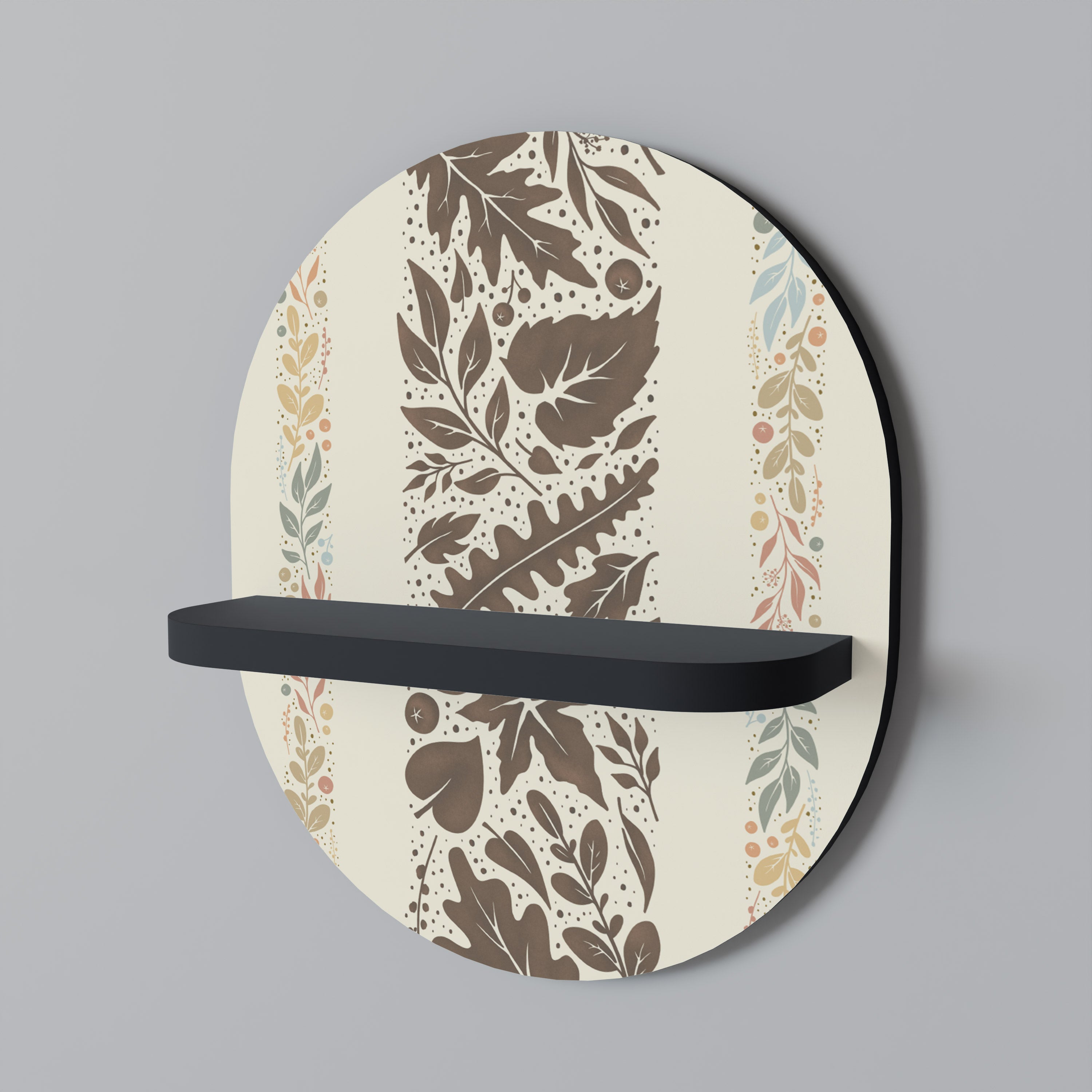 Estantería de arte ovalada FOLIAGE TALES con acabado negro