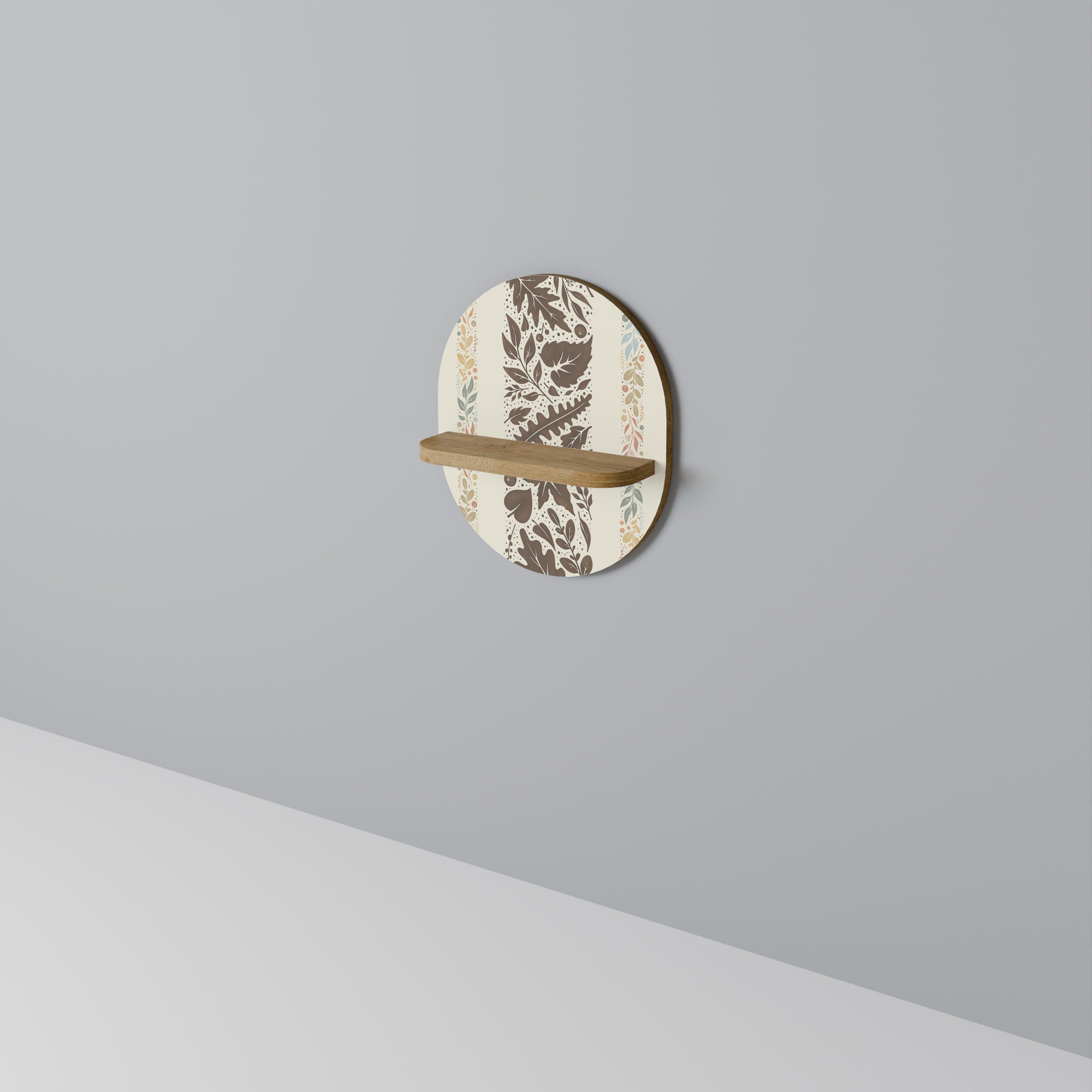 FOLIAGE TALES Oval Art Shelf In Oak Effect