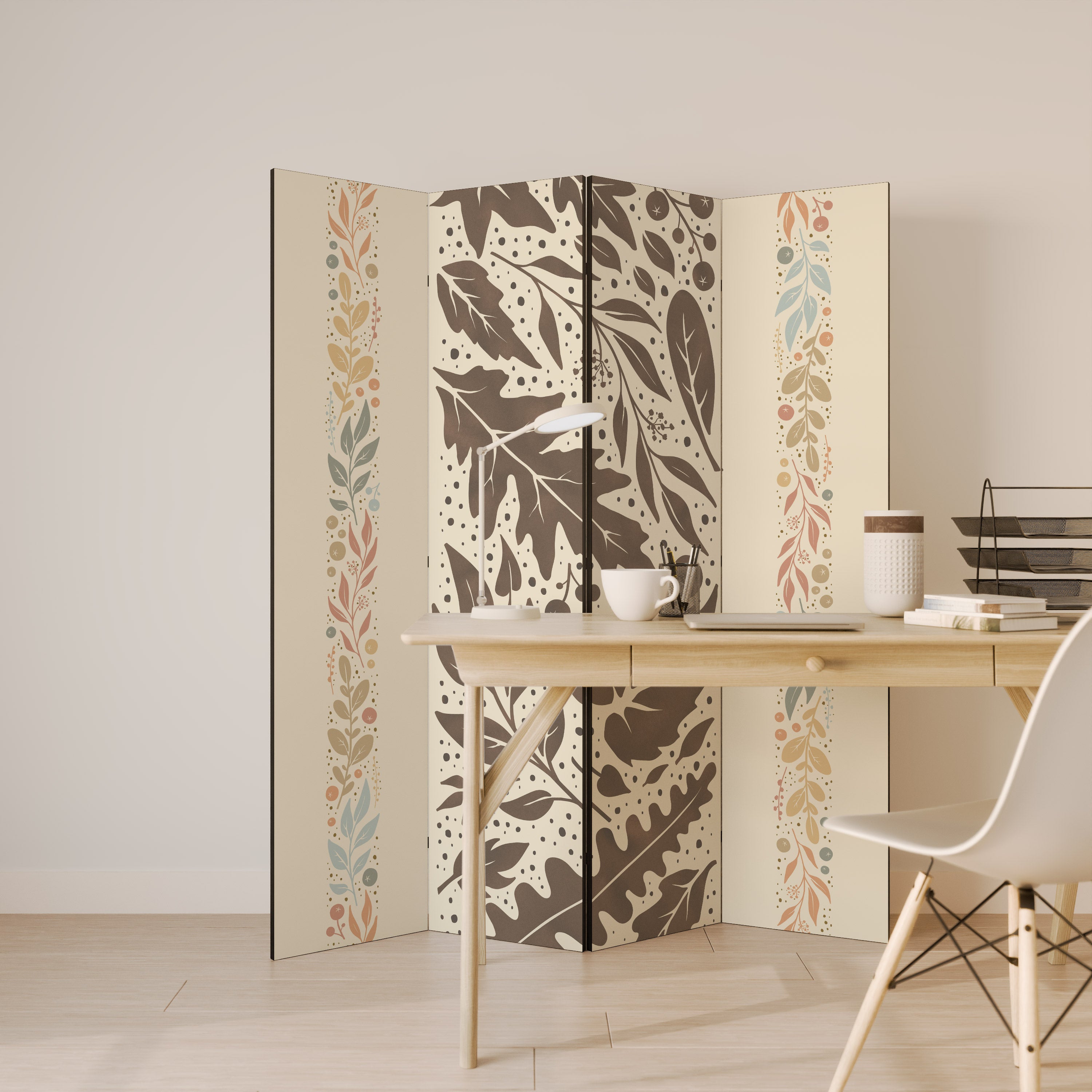 FOLIAGE TALES Decorative 4-Panel Room Divider