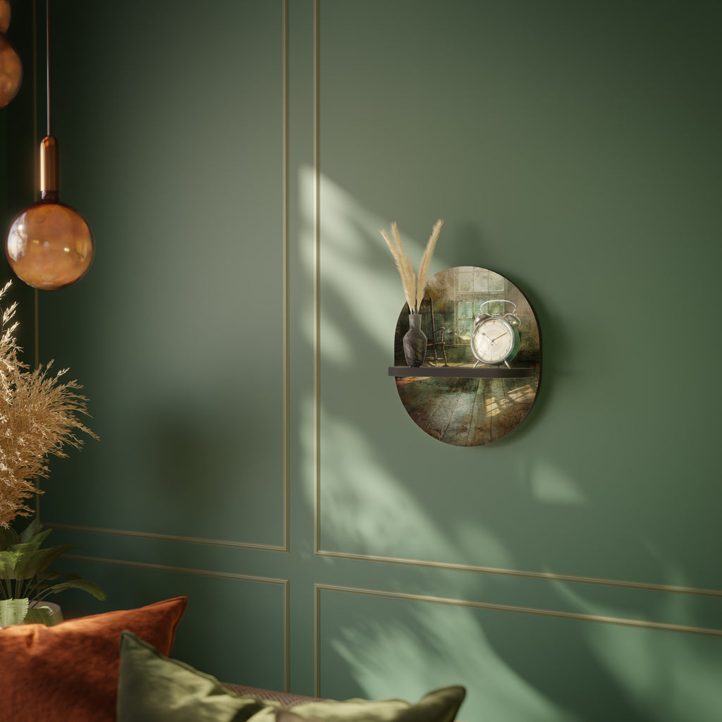 SUNLIT STILLNESS Oval Art Shelf In Black Finish