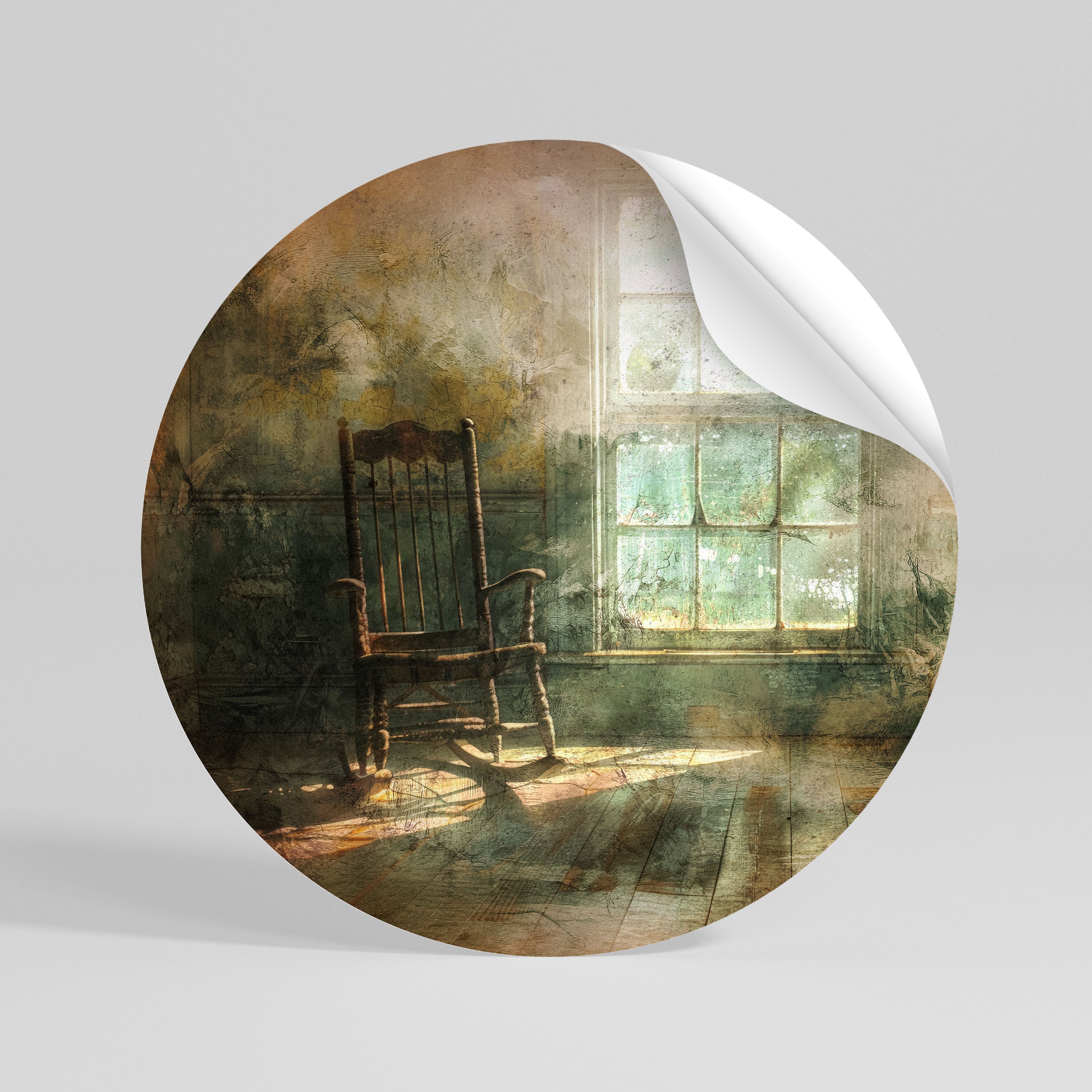 SUNLIT STILLNESS Vinilo adhesivo redondo