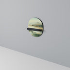 MORNING BY THE LAKE Oval Art Shelf In Black Finish