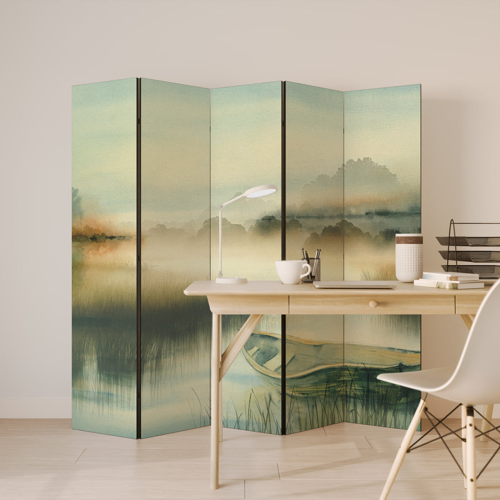 MORNING BY THE LAKE 5-Panel Room Divider
