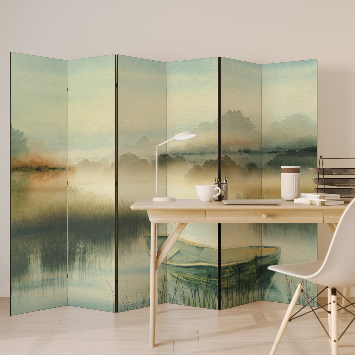 MORNING BY THE LAKE 6-Panel Room Divider