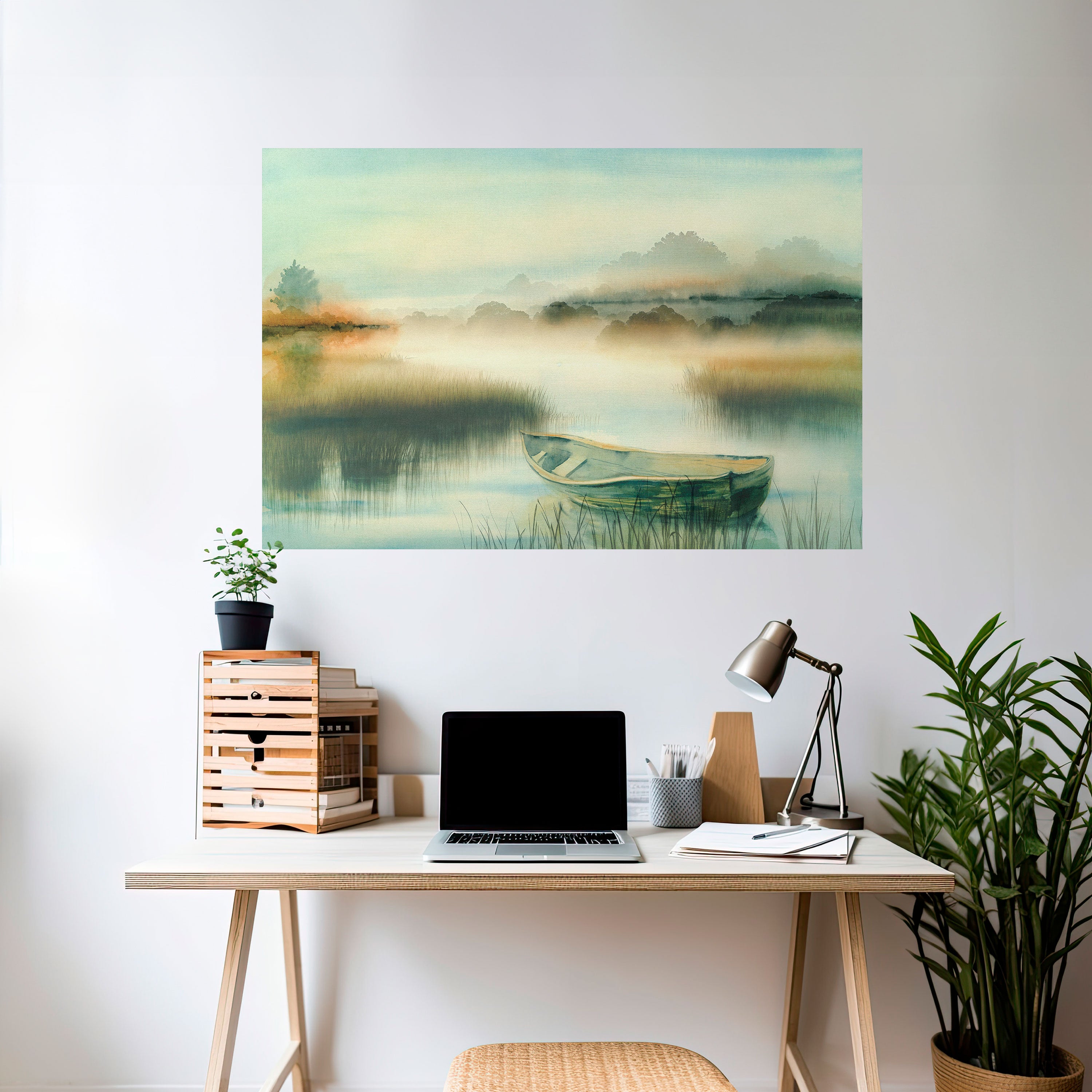 MORNING BY THE LAKE Peel and Stick Horizontal Poster