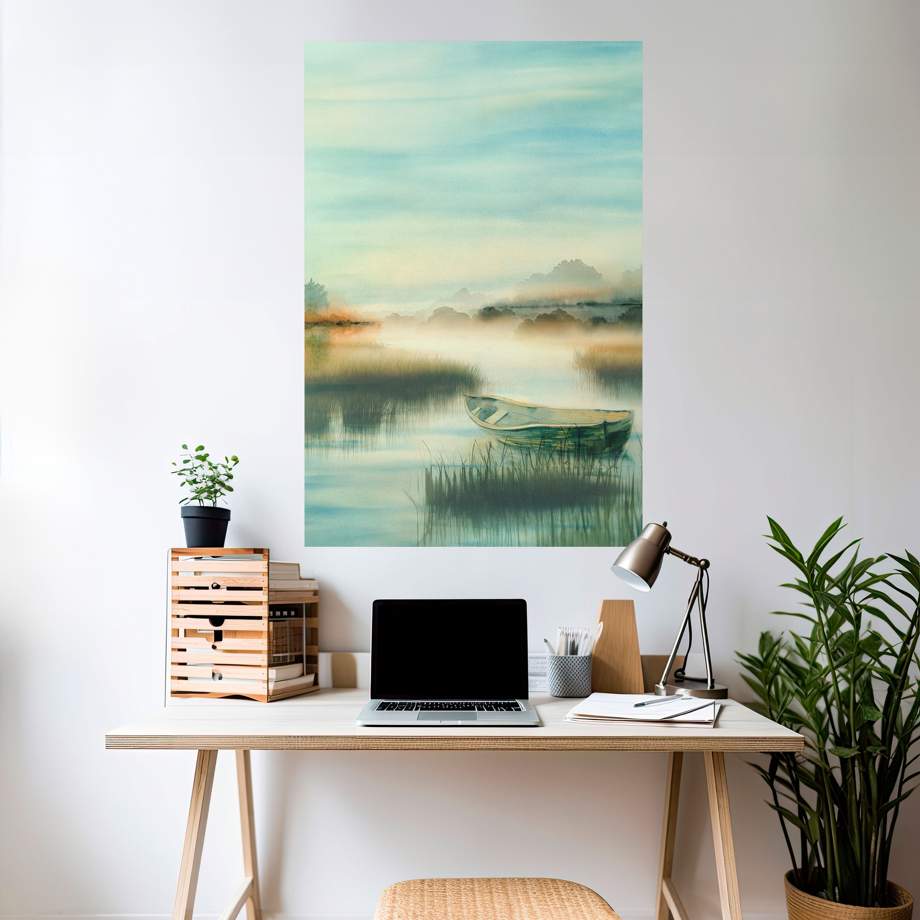 MAÑANA JUNTO AL LAGO Póster vertical autoadhesivo