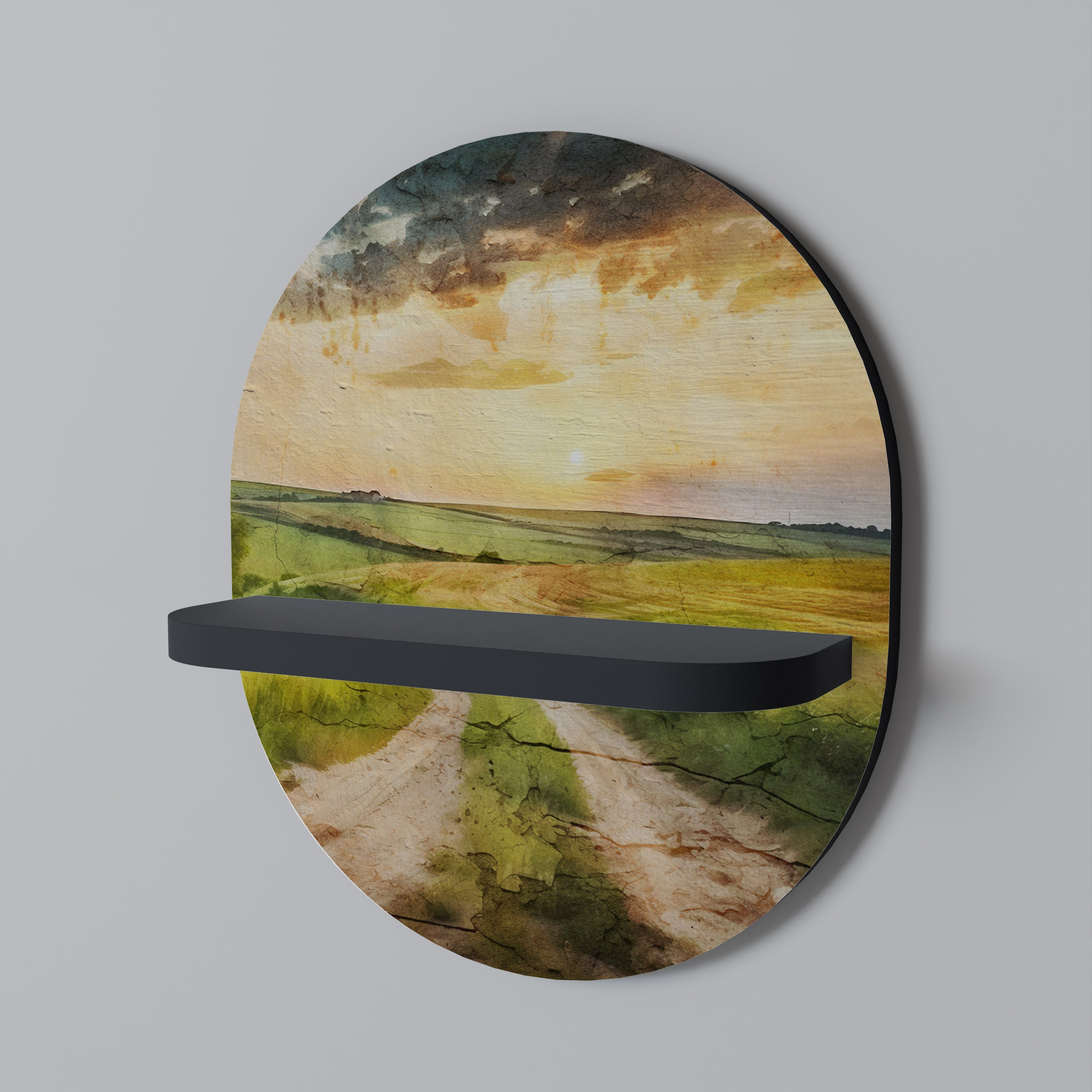 Estantería de arte ovalada SUNSET PATH con acabado negro