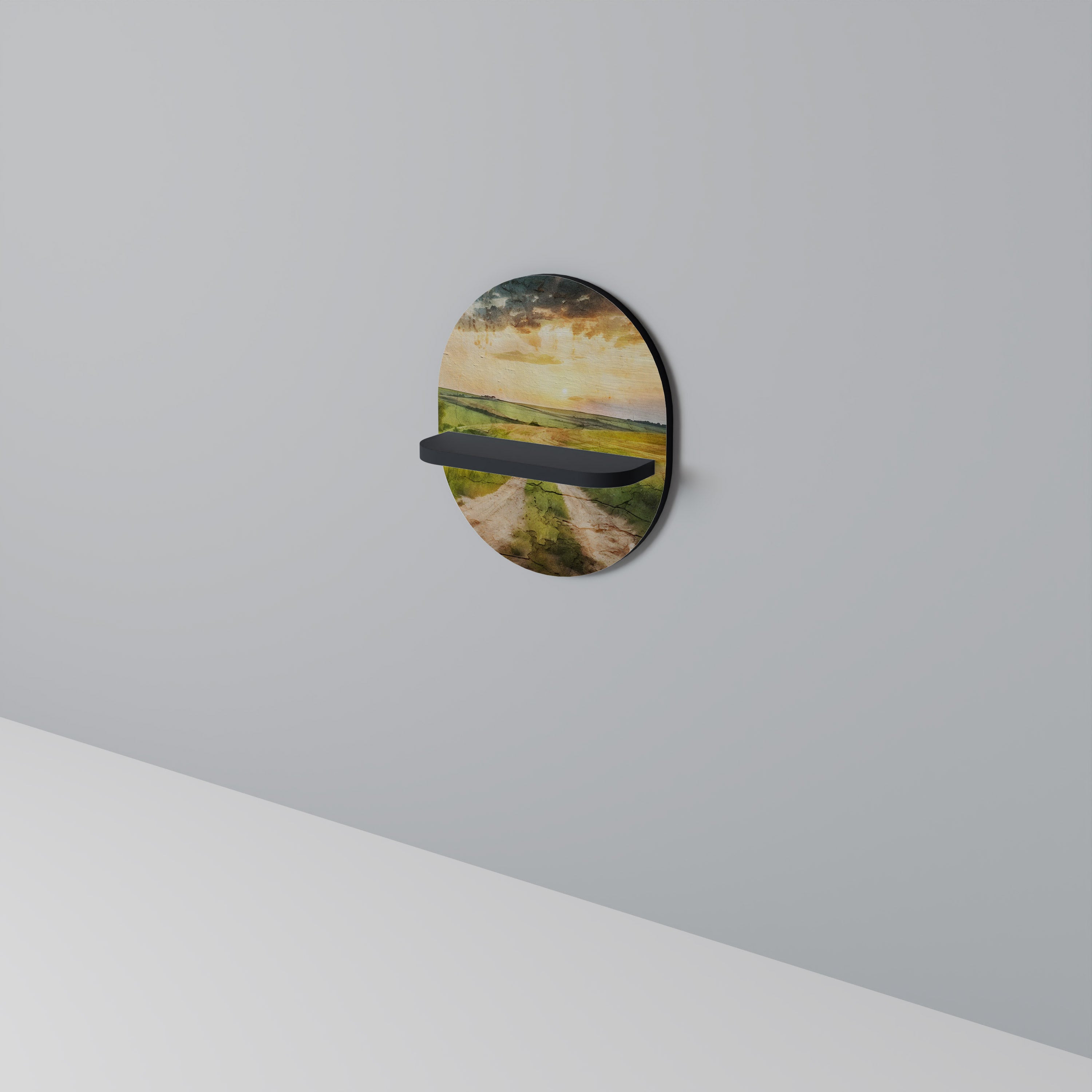 Estantería de arte ovalada SUNSET PATH con acabado negro