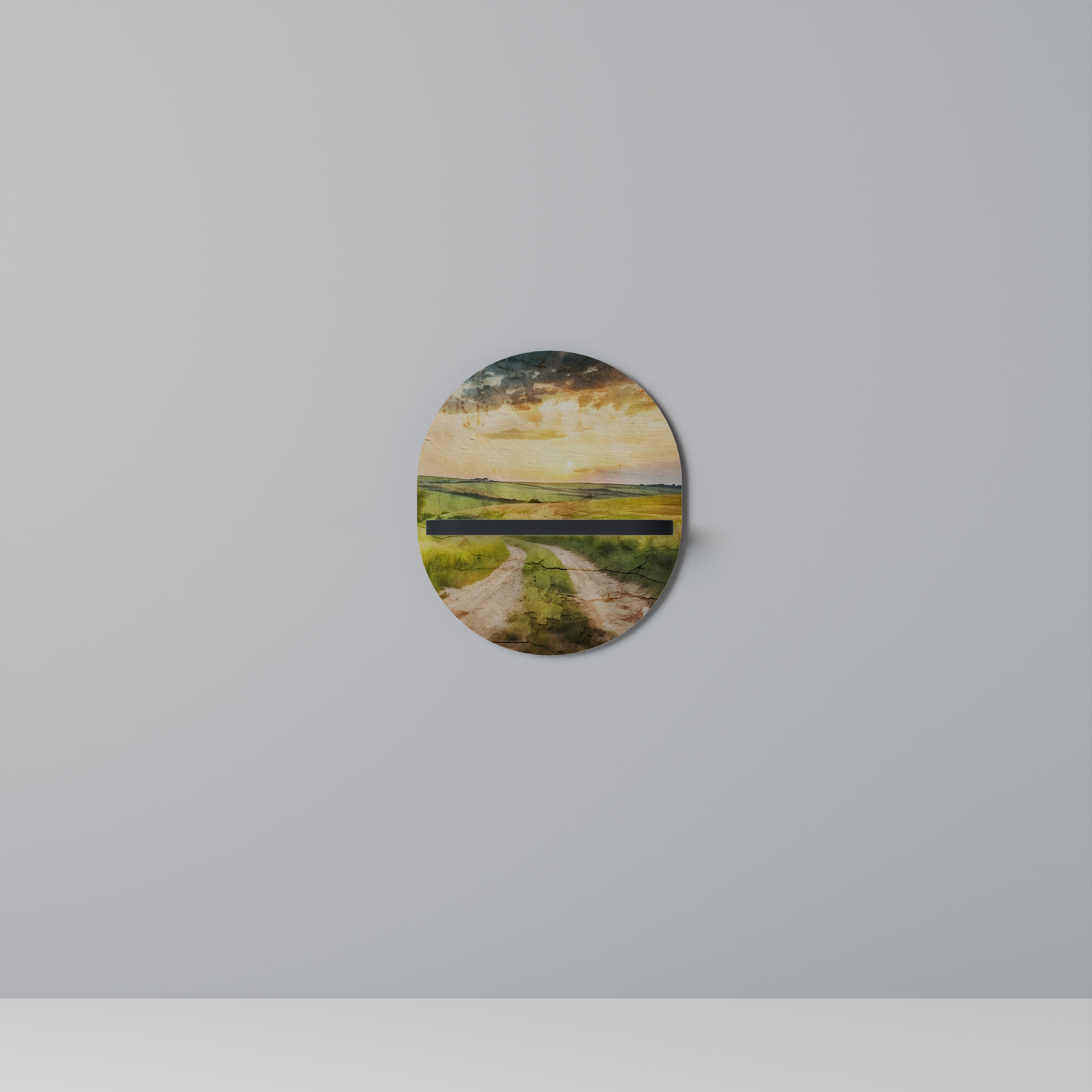 Estantería de arte ovalada SUNSET PATH con acabado negro