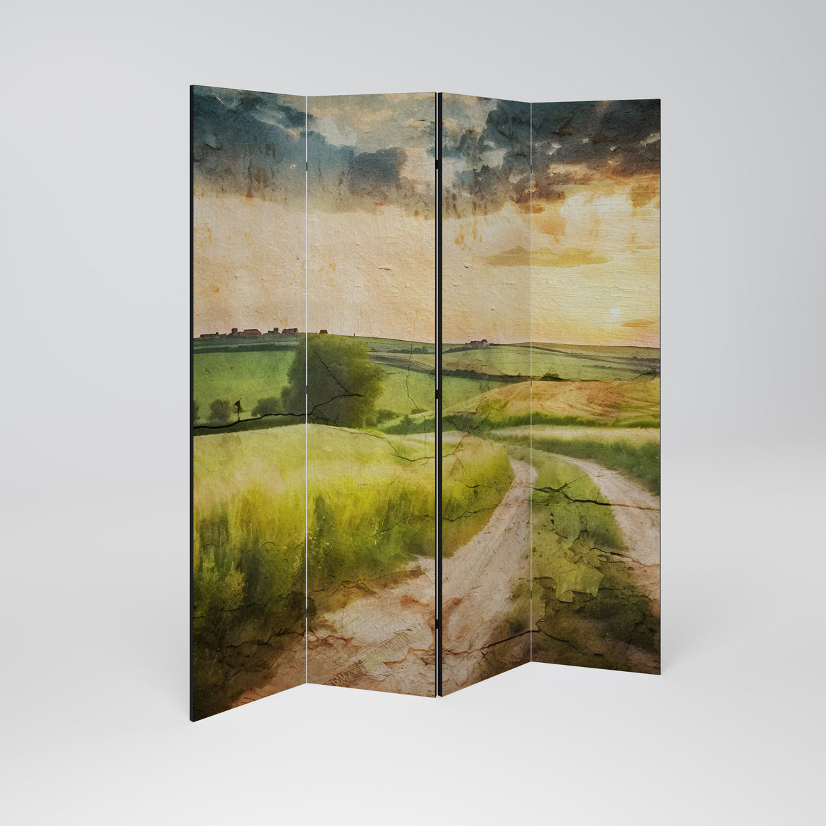 SUNSET PATH Biombo de 4 paneles