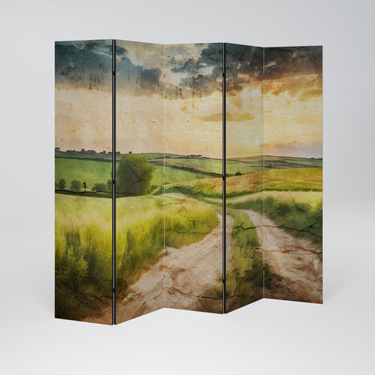 SUNSET PATH Biombo de 5 paneles