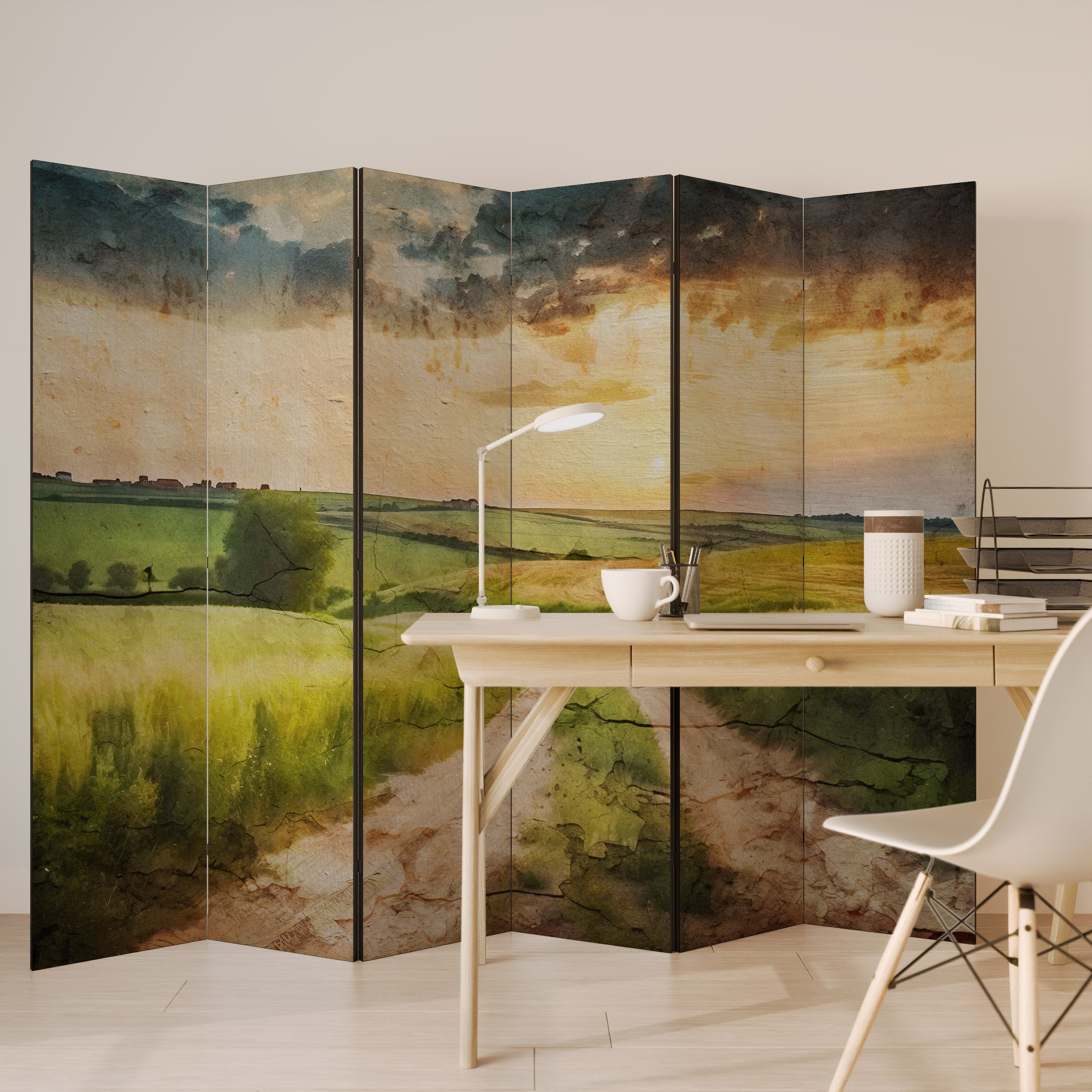 Biombo decorativo SUNSET PATH de 6 paneles