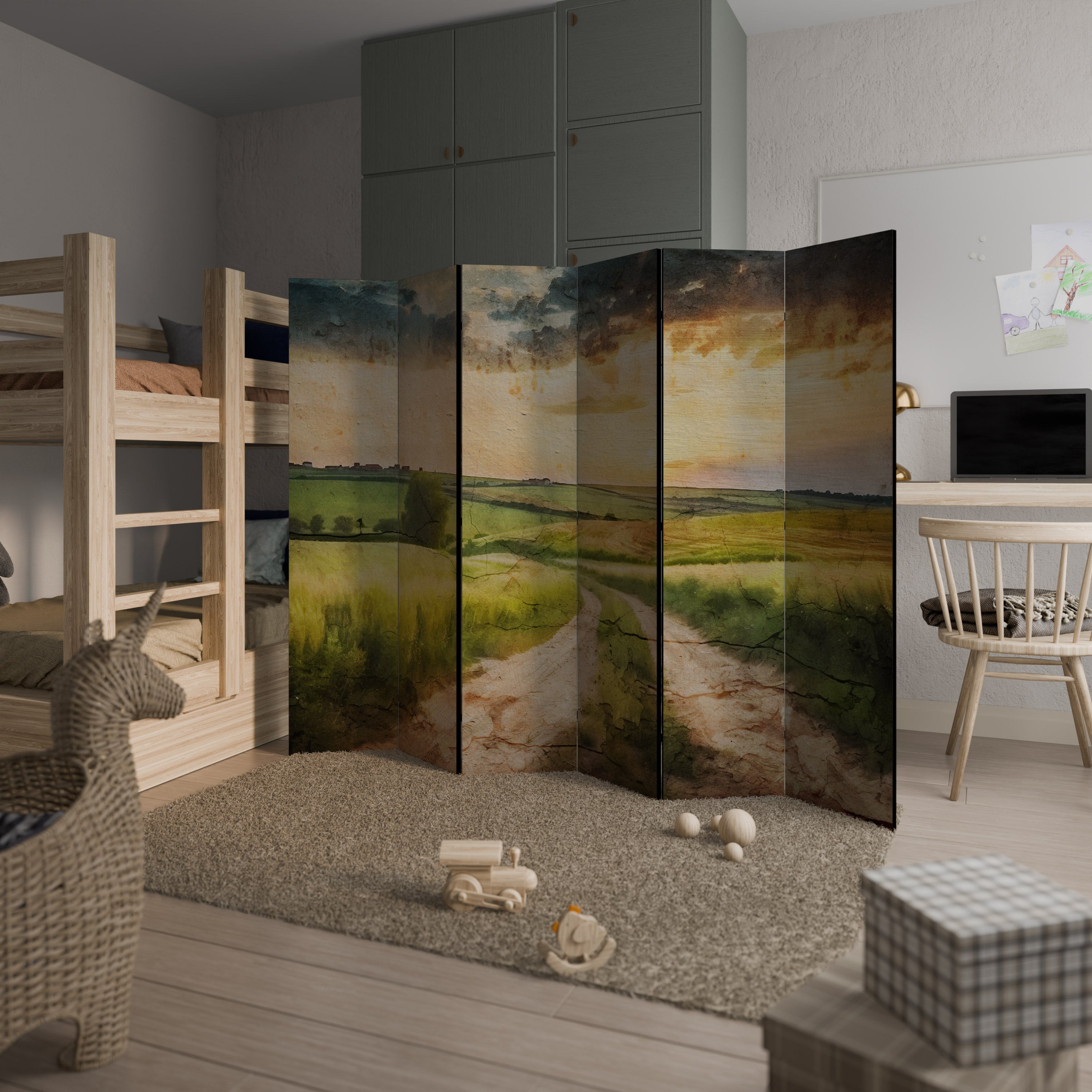 Biombo decorativo SUNSET PATH de 6 paneles