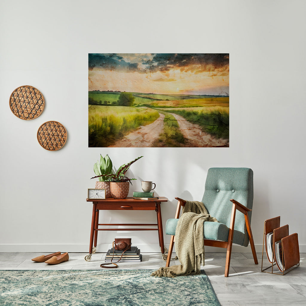 SUNSET PATH Peel and Stick Horizontal Poster