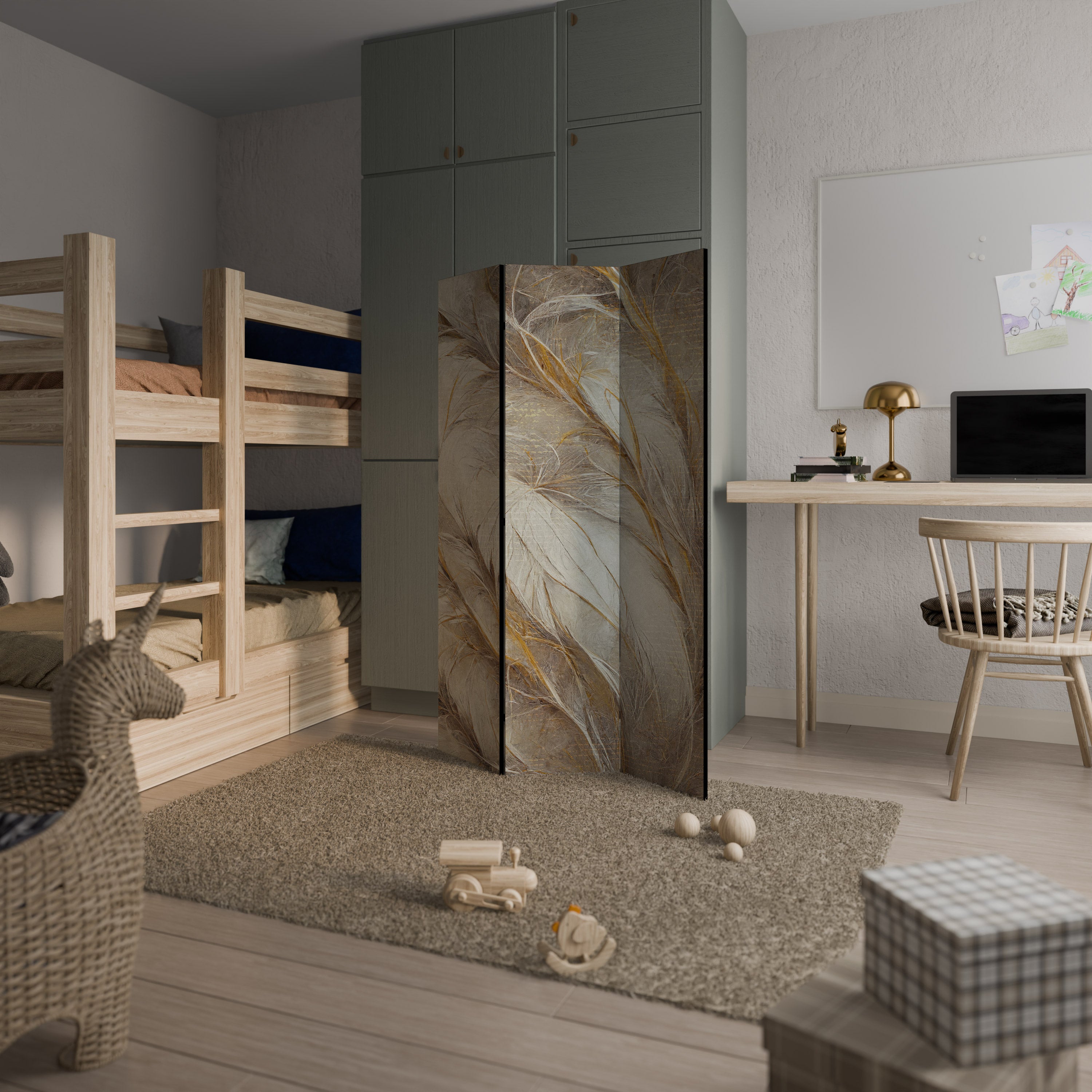 SOFT PLUMAGE Decorative 3-Panel Room Divider