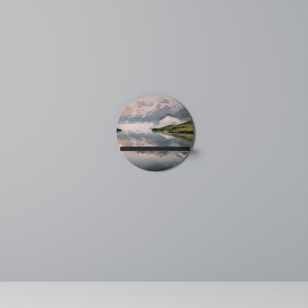 FOGGY HORIZON Round Art Shelf In Black Finish