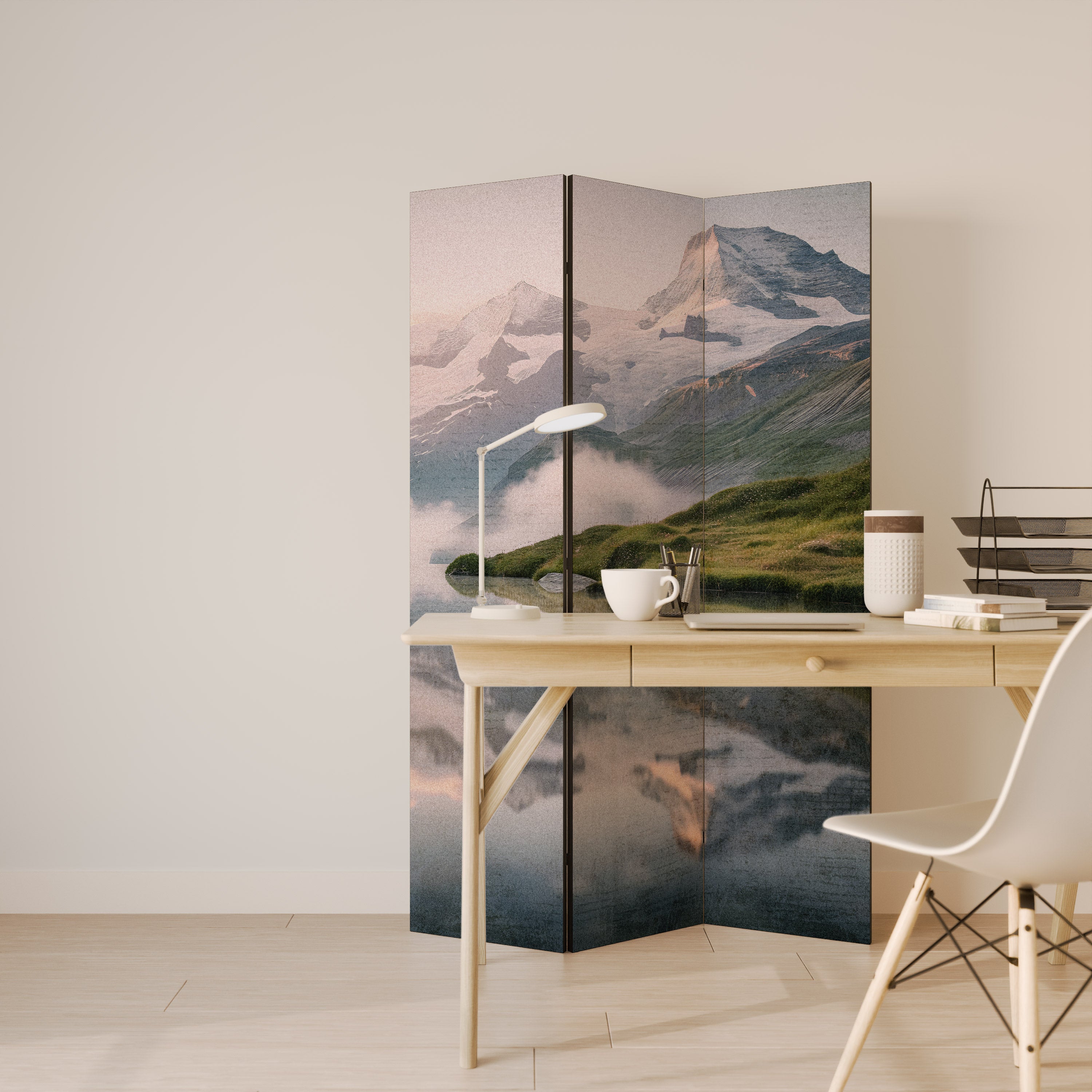 FOGGY HORIZON Decorative 3-Panel Room Divider
