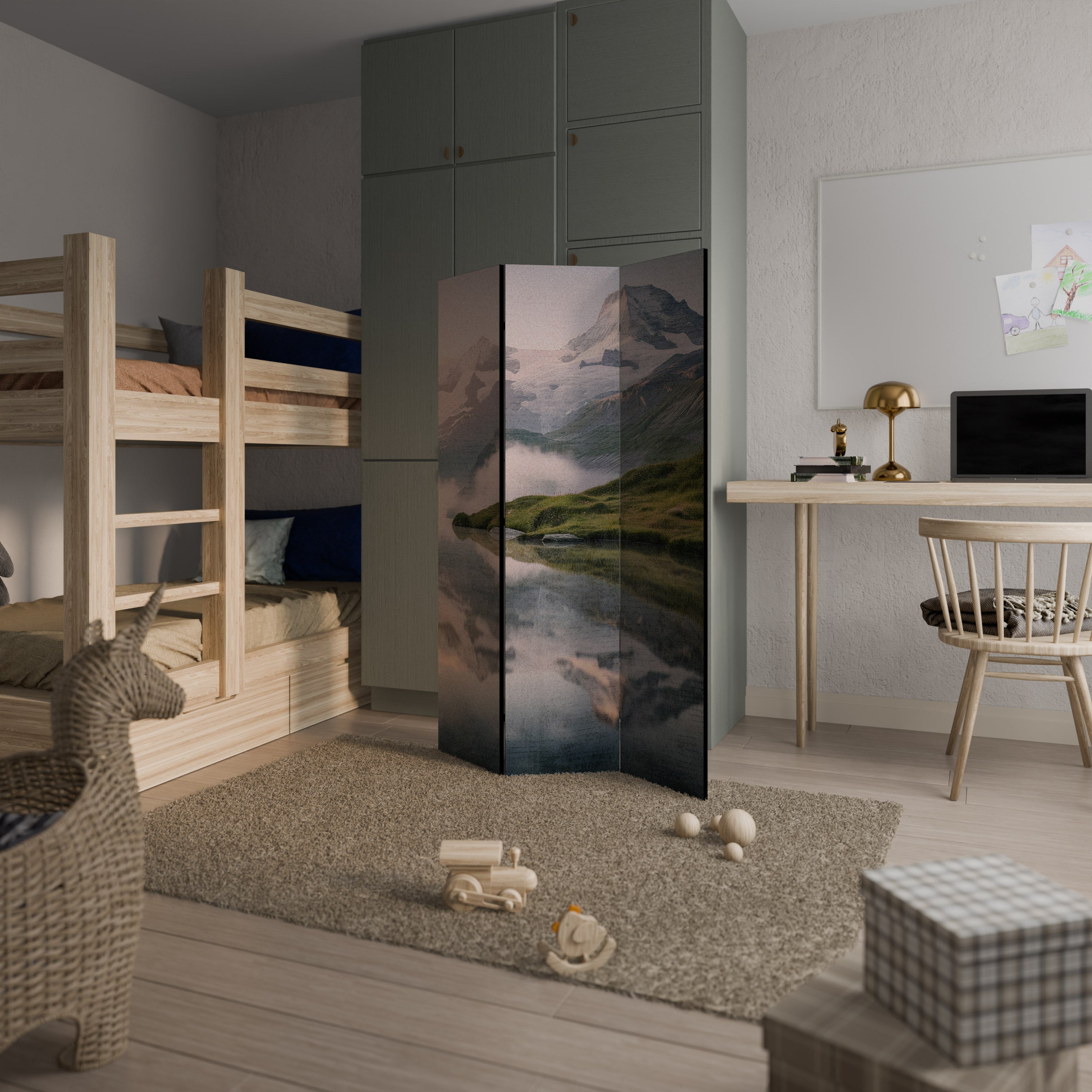 FOGGY HORIZON Decorative 3-Panel Room Divider