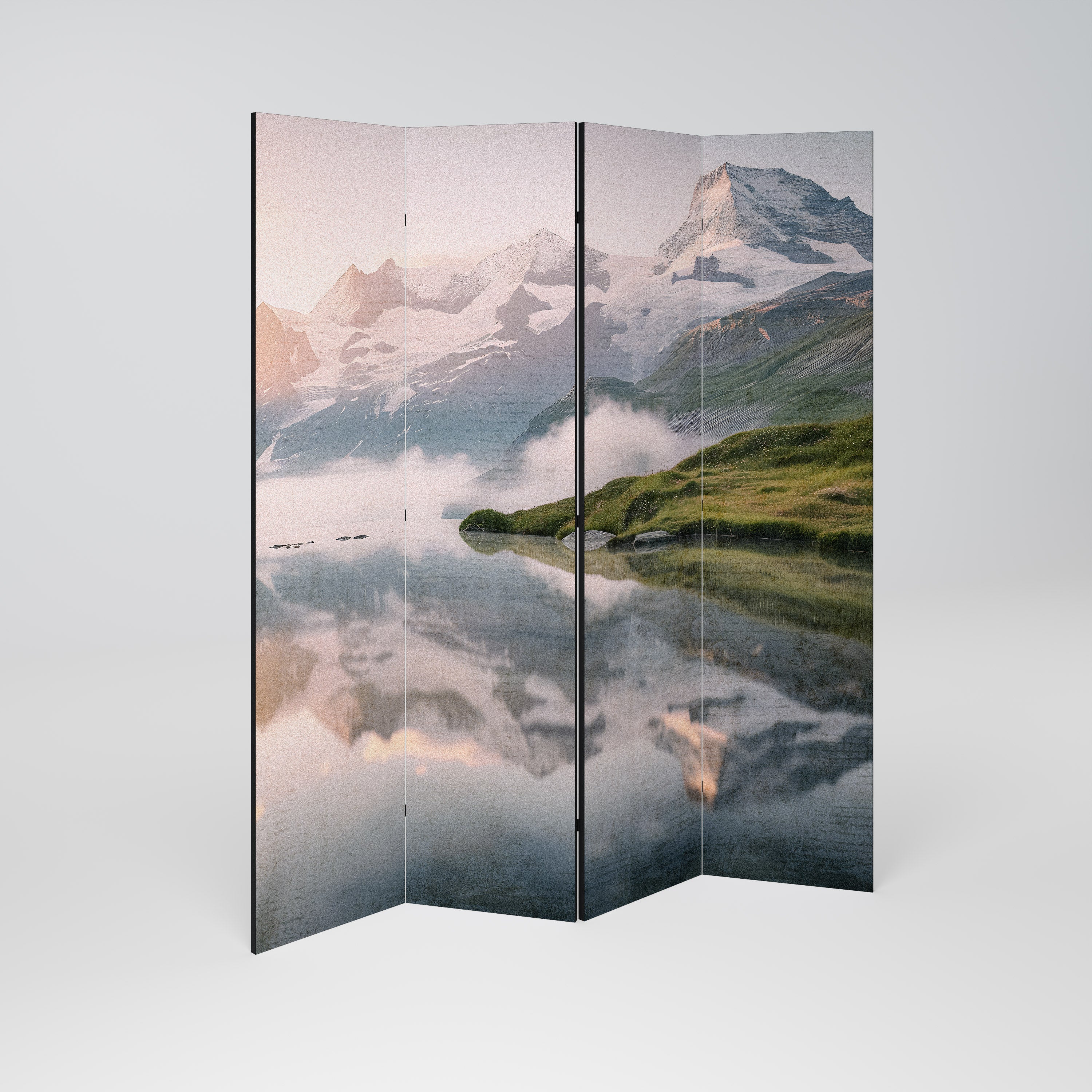 FOGGY HORIZON Decorative 4-Panel Room Divider
