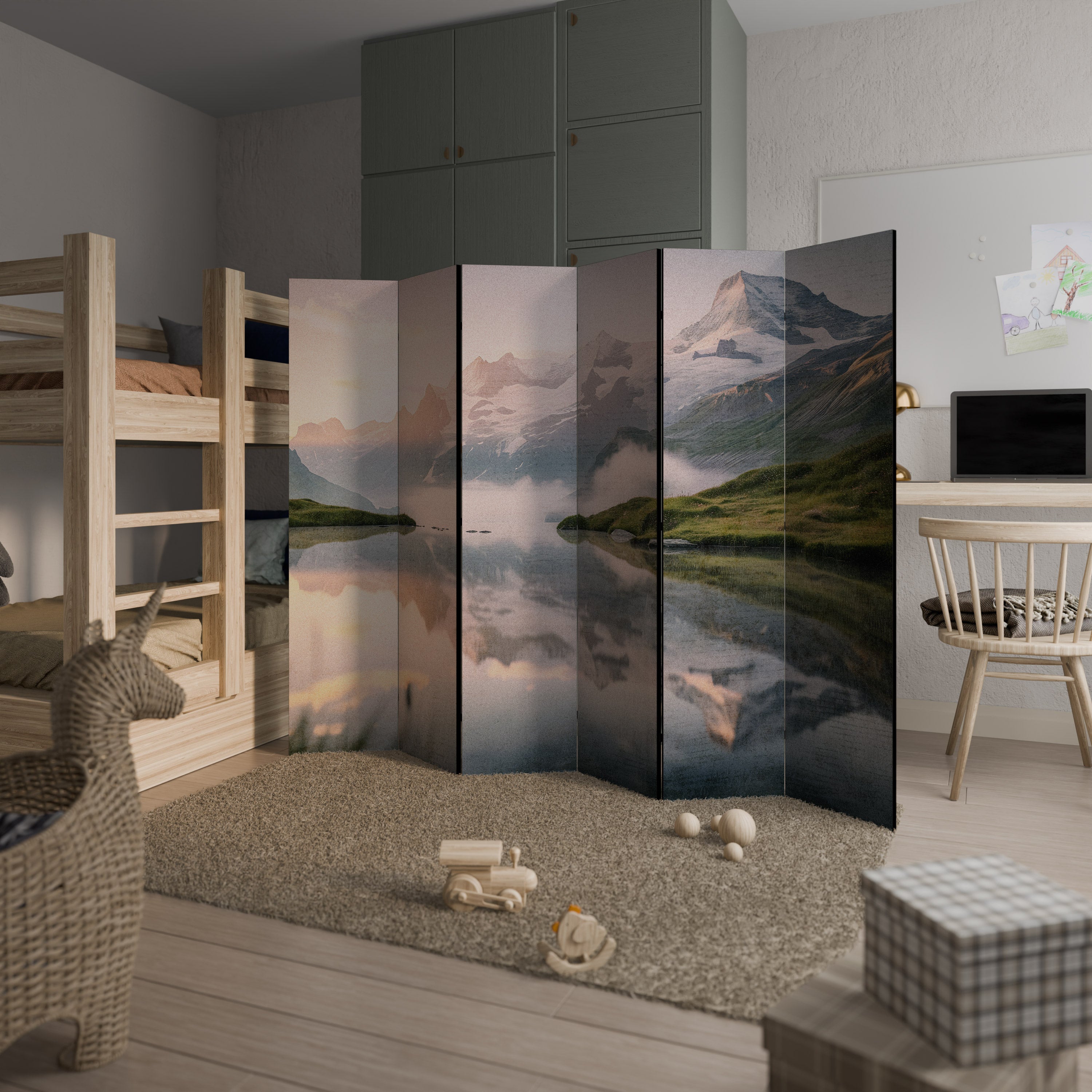 Biombo decorativo FOGGY HORIZON de 6 paneles