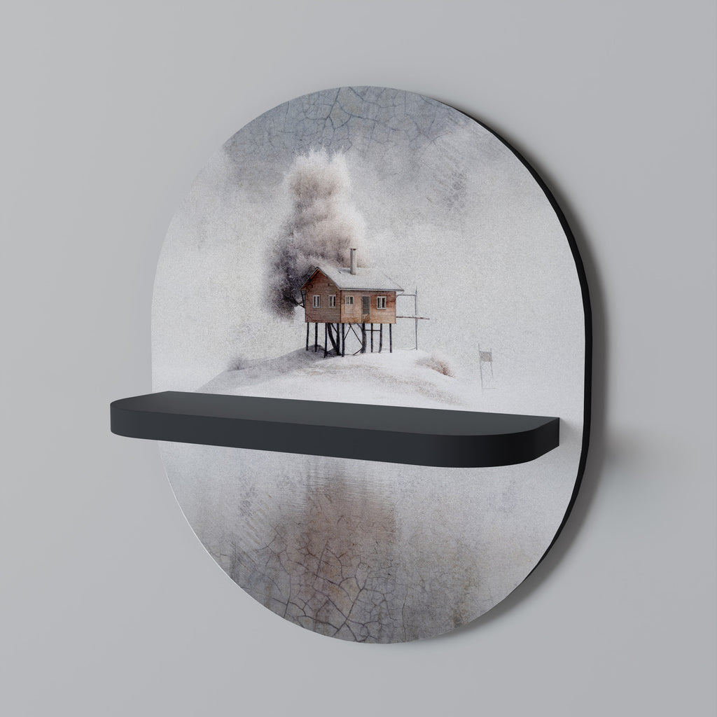 Estantería de arte ovalada SILENT CABIN con acabado negro