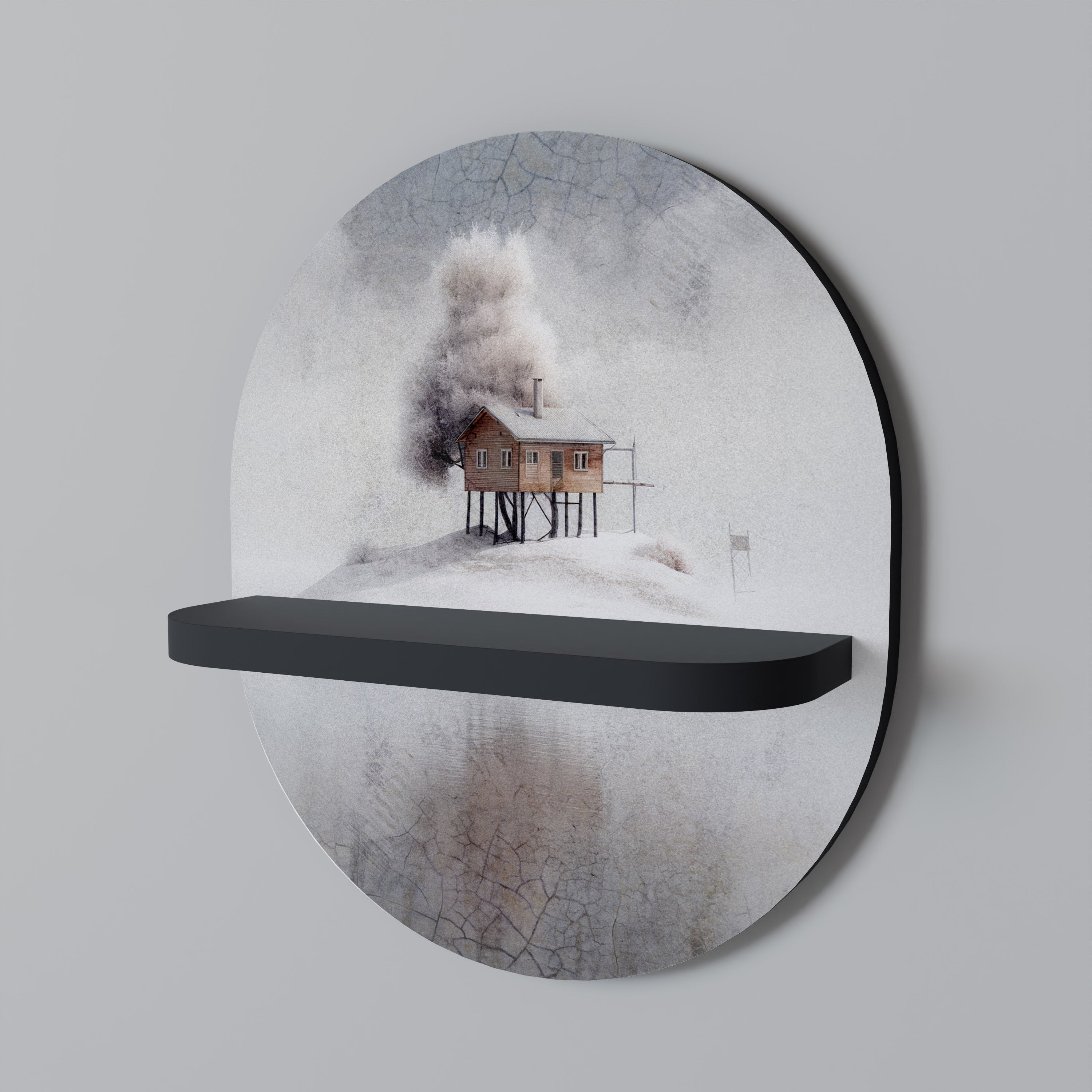 Estantería de arte ovalada SILENT CABIN con acabado negro