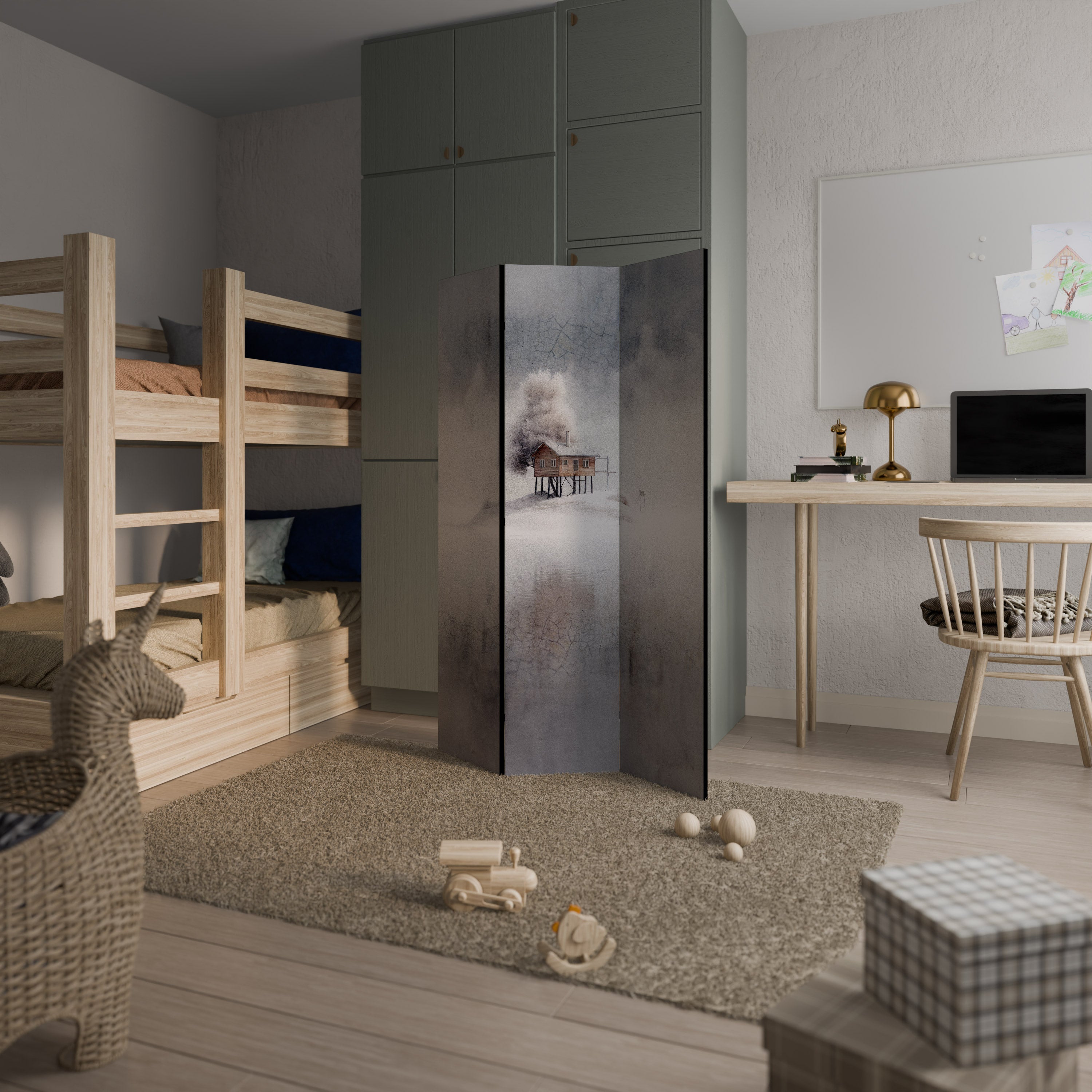 SILENT CABIN Decorative 3-Panel Room Divider