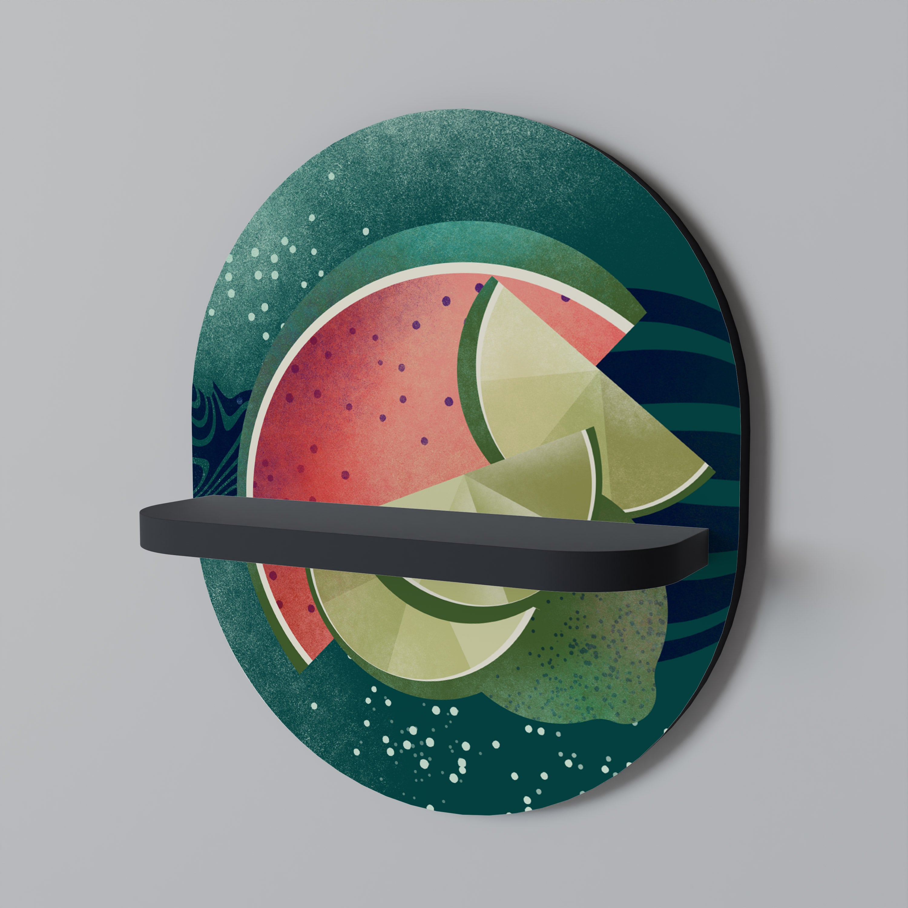 Estantería de arte ovalada FRUIT POWER con acabado negro