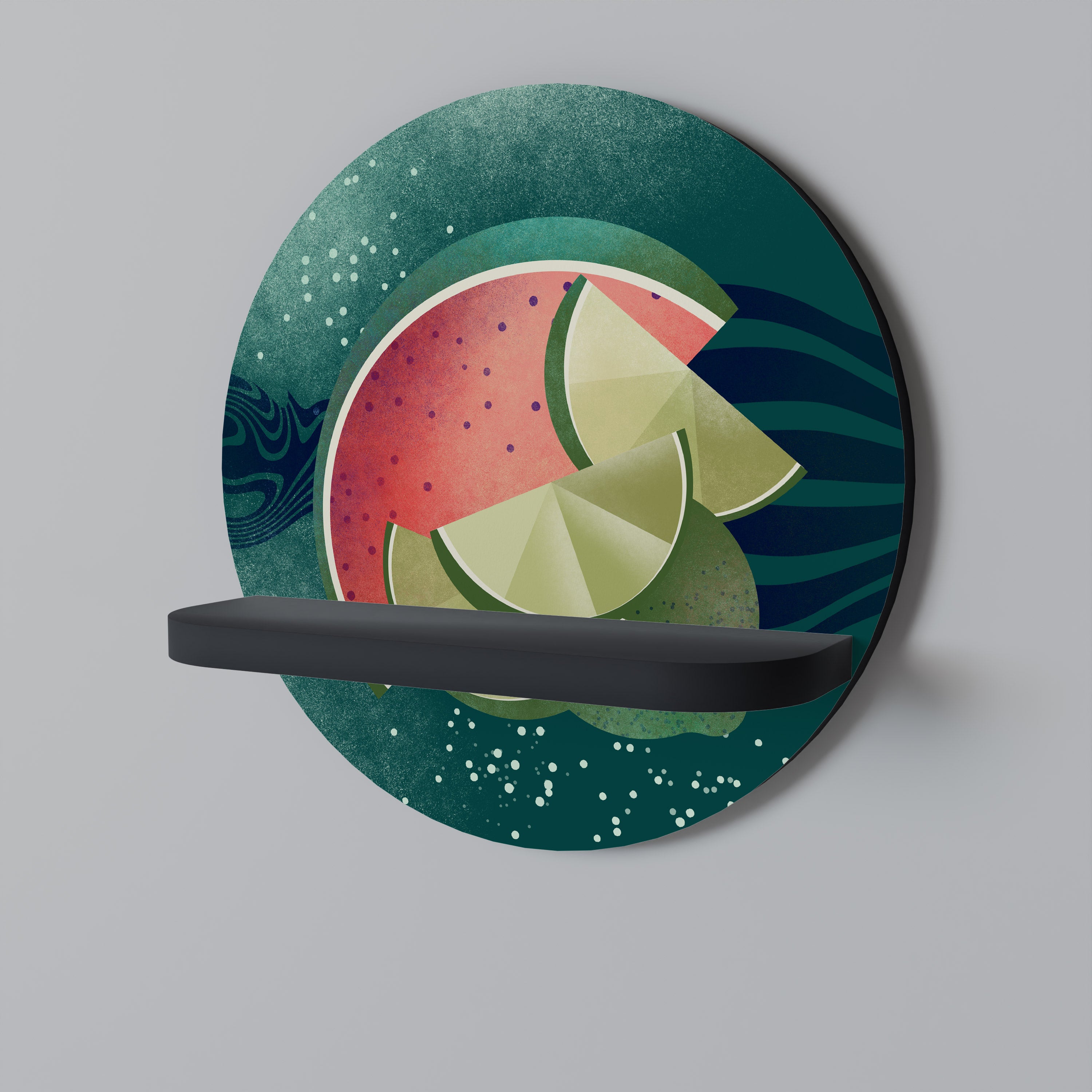 FRUIT POWER Round Art Shelf In Black Finish