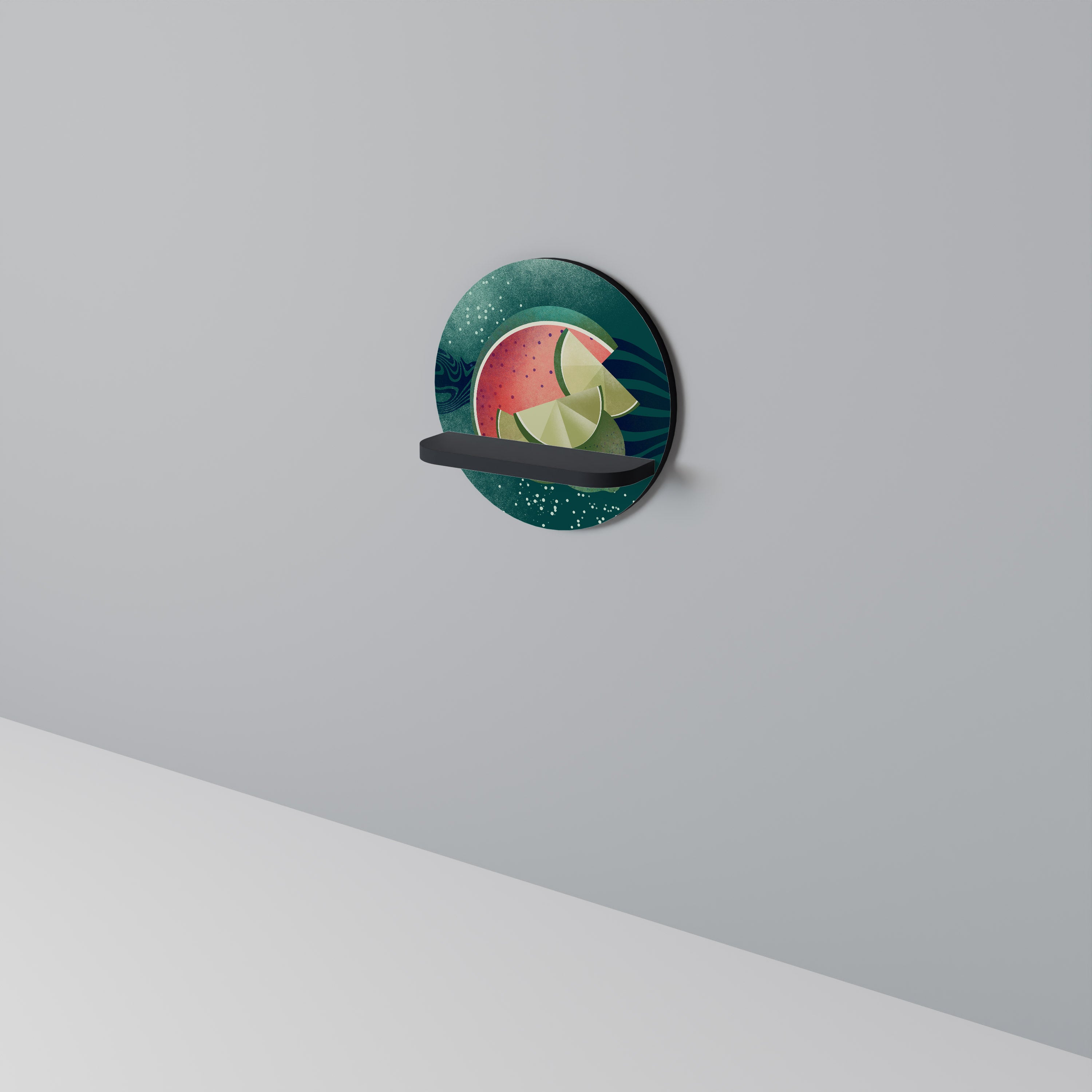 FRUIT POWER Round Art Shelf In Black Finish