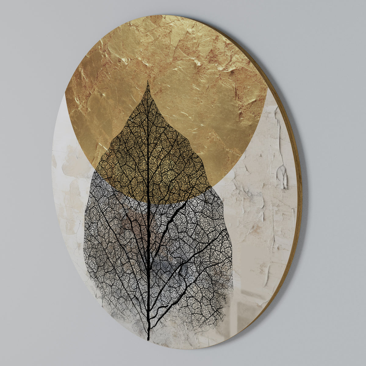GOLD NERVATIO Arte de pared redondo