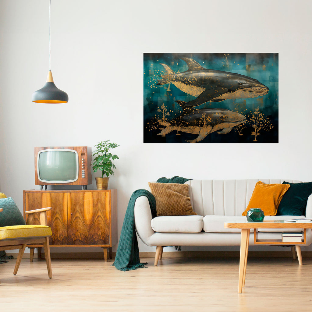 AQUATIC ELEGANCE Peel and Stick Horizontal Poster
