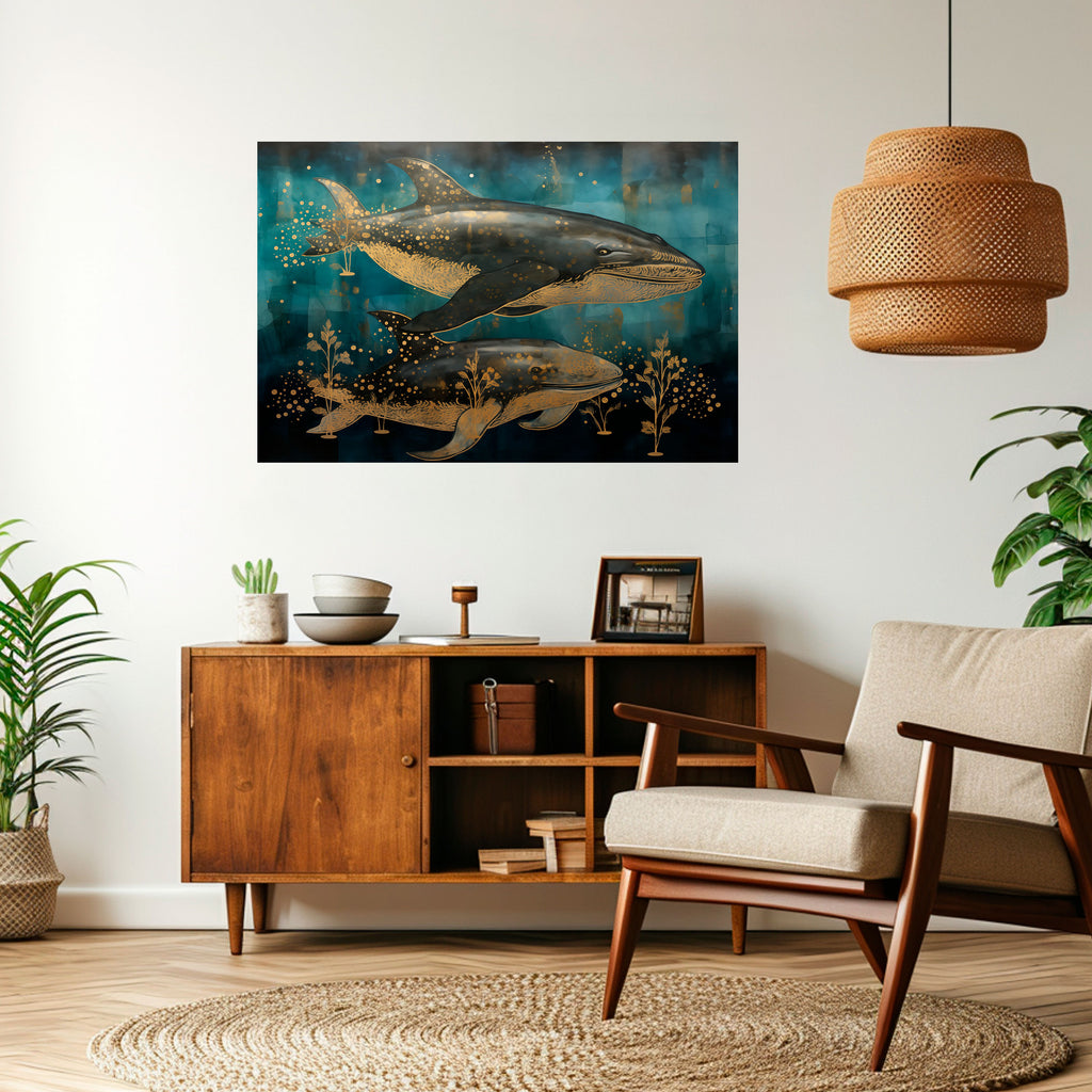 AQUATIC ELEGANCE Peel and Stick Horizontal Poster