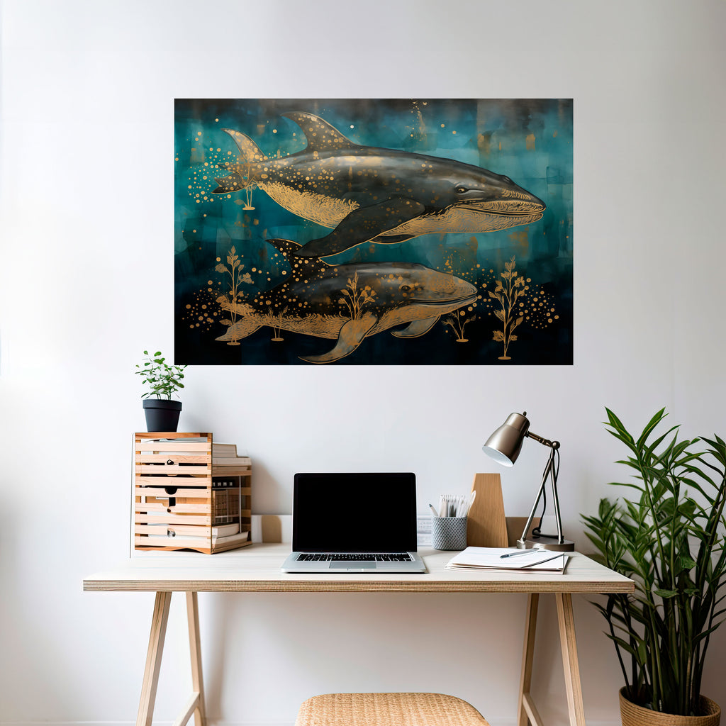 AQUATIC ELEGANCE Peel and Stick Horizontal Poster
