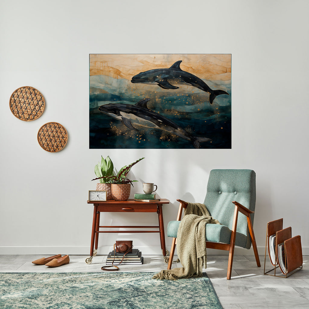 GOLDEN WAVES Peel and Stick Horizontal Poster