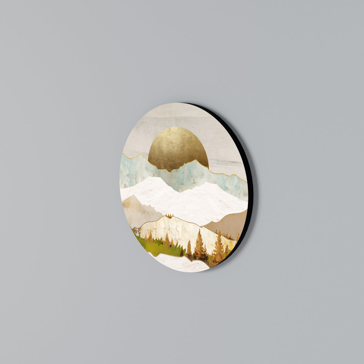 GOLDEN WINTER Arte de pared redondo