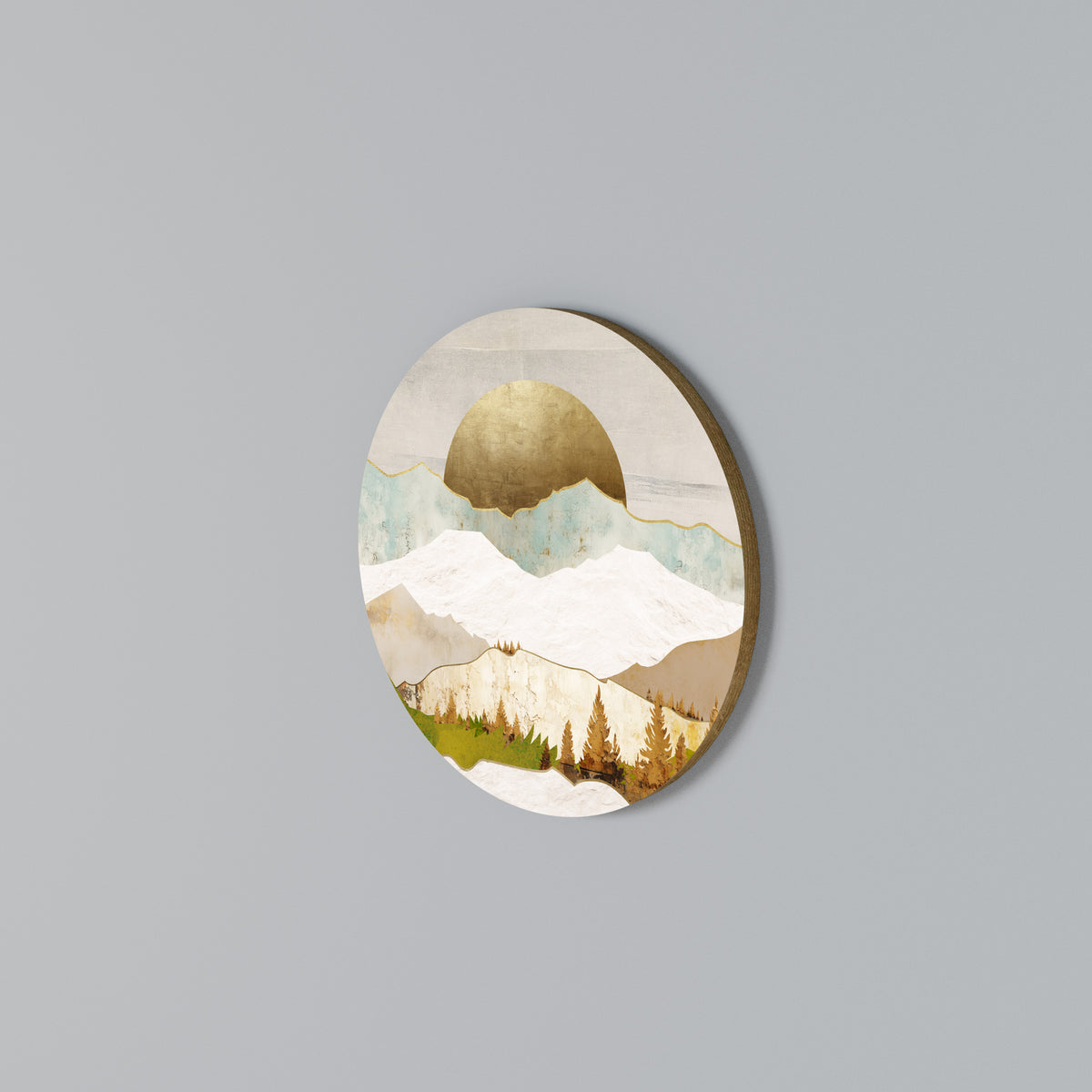 GOLDEN WINTER Arte de pared redondo