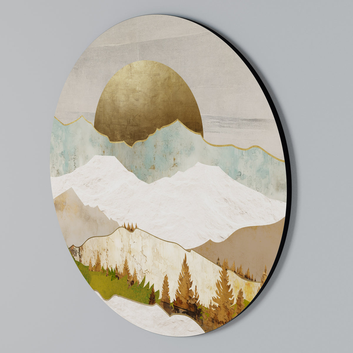 GOLDEN WINTER Arte de pared redondo